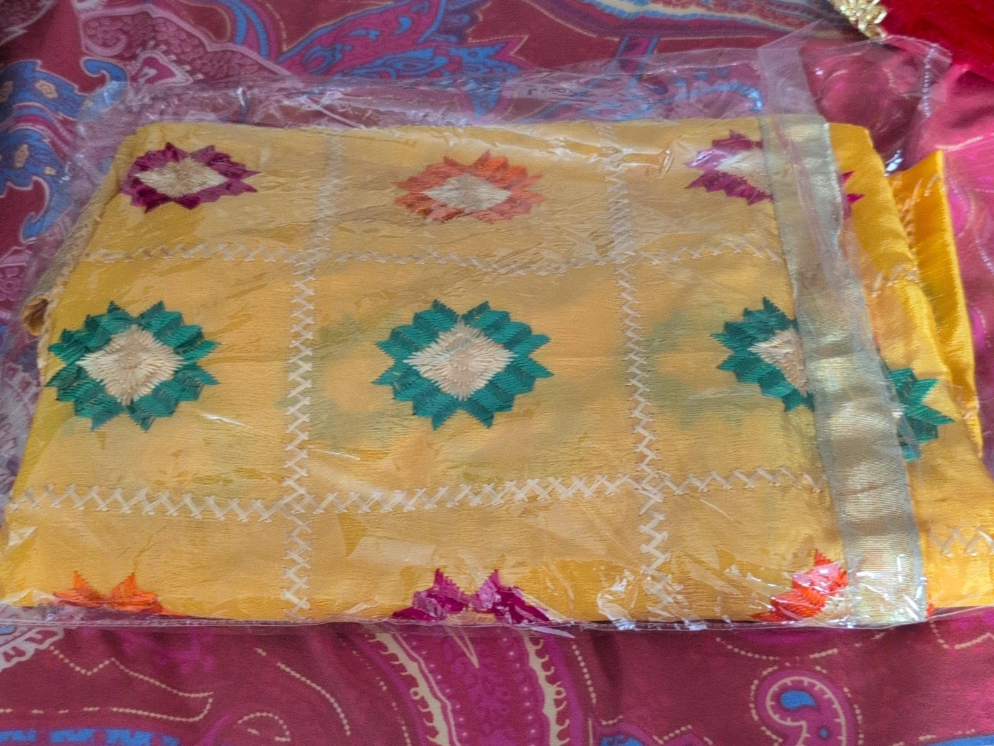Yellow Embroidered Fabric dupatta