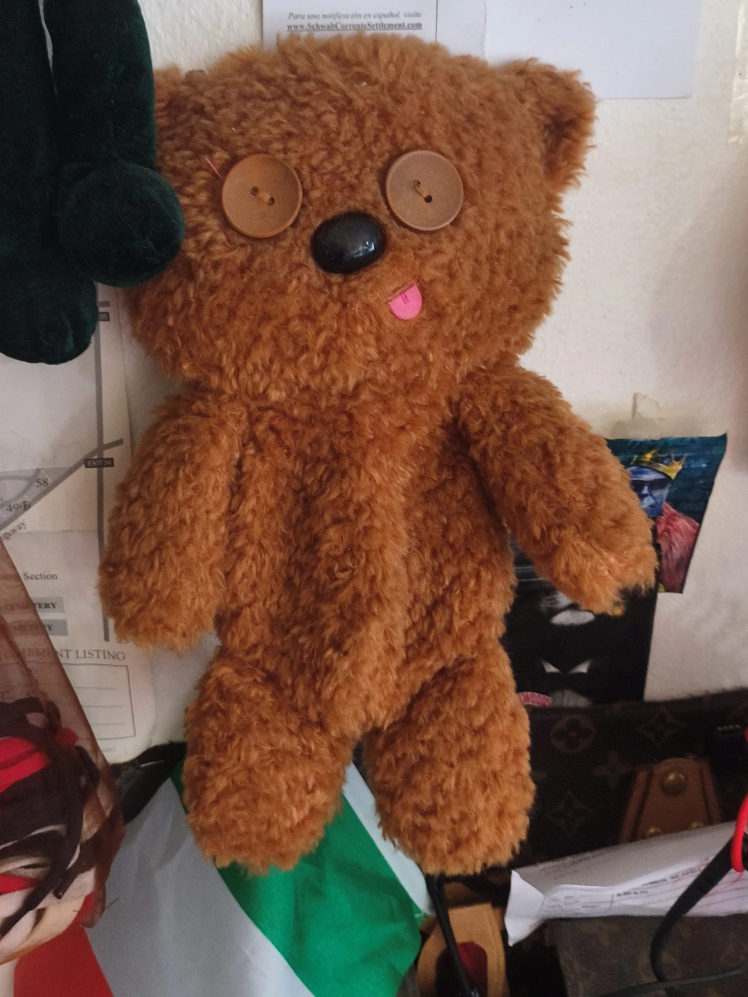 Brown Teddy Bear Stuffed Animal with Button Eyes