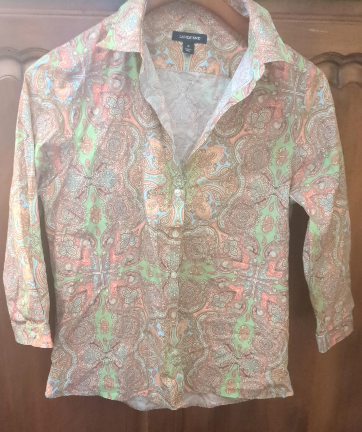 Lands' End Paisley Button-Up Shirt