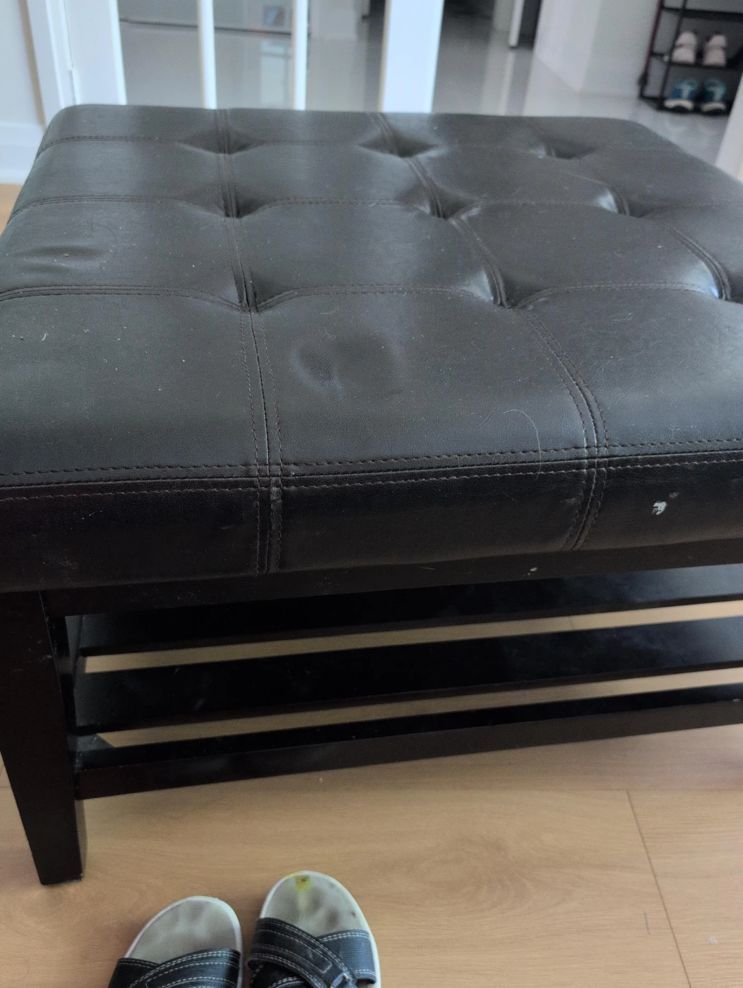 Tufted Storage Ottoman with Shelf pick up as it