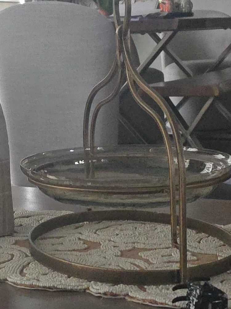 Two-Tier Glass and metal Serving Stand
