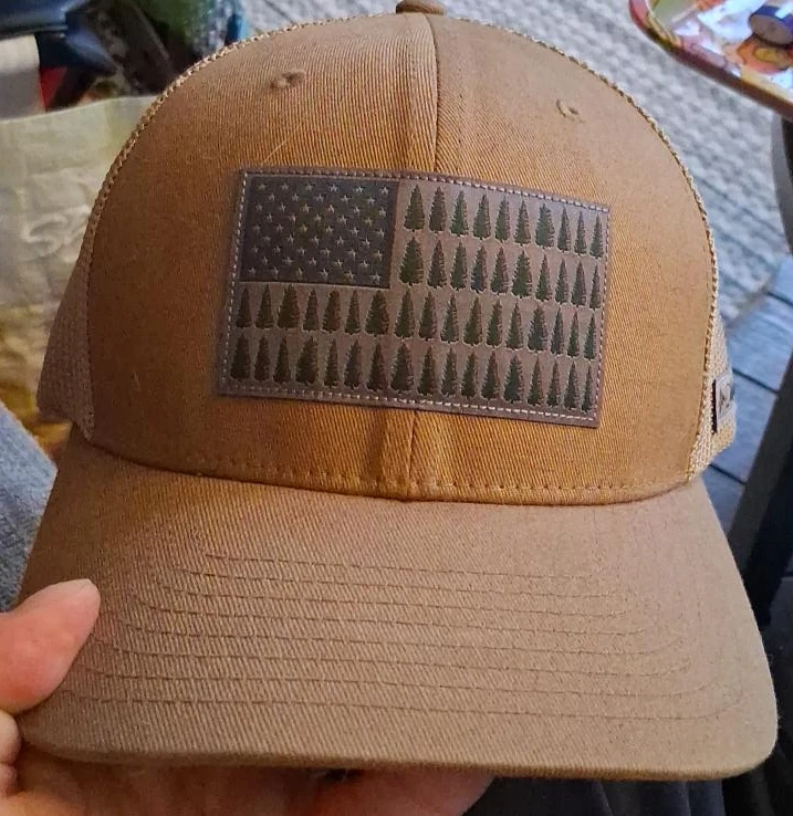 Columbia Trucker Hat with American Flag Tree Patch Size S/M