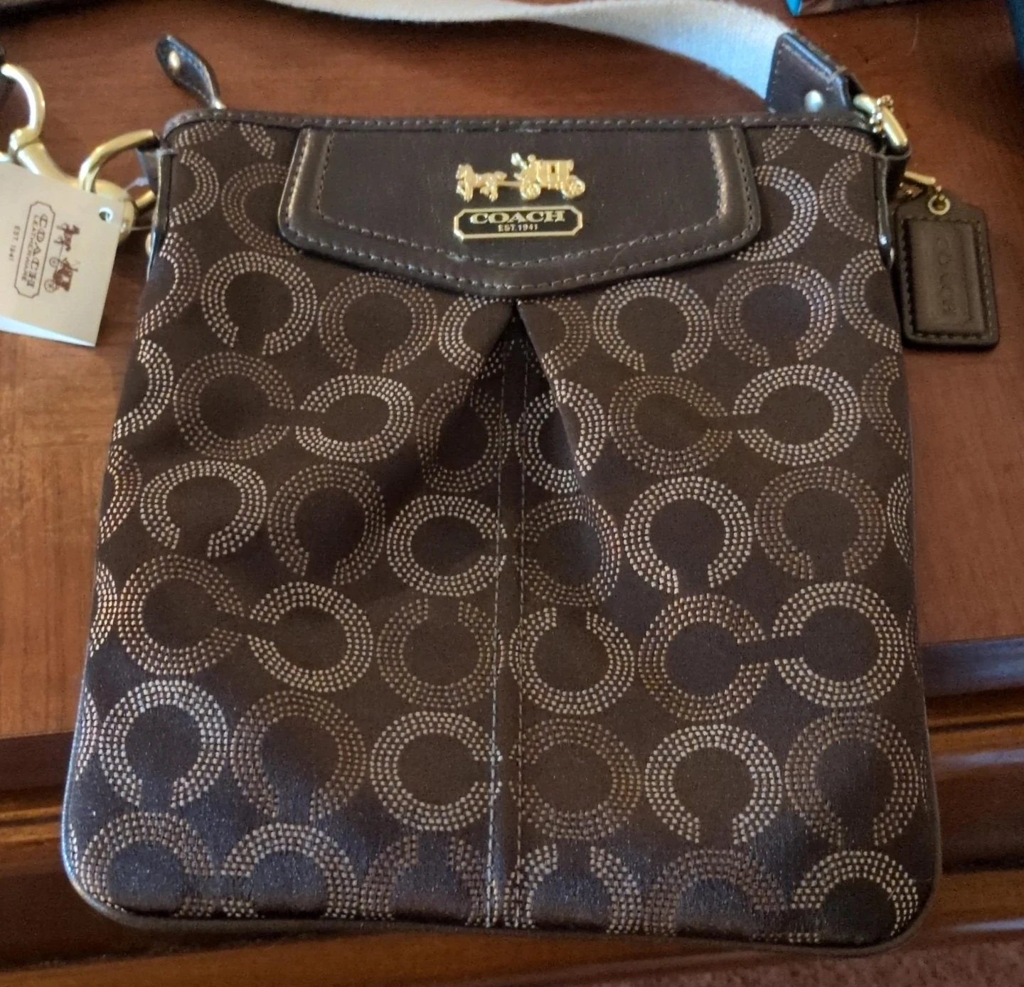 Coach Mad Dotted Swpk Crossbody Bag B4/Mahogany