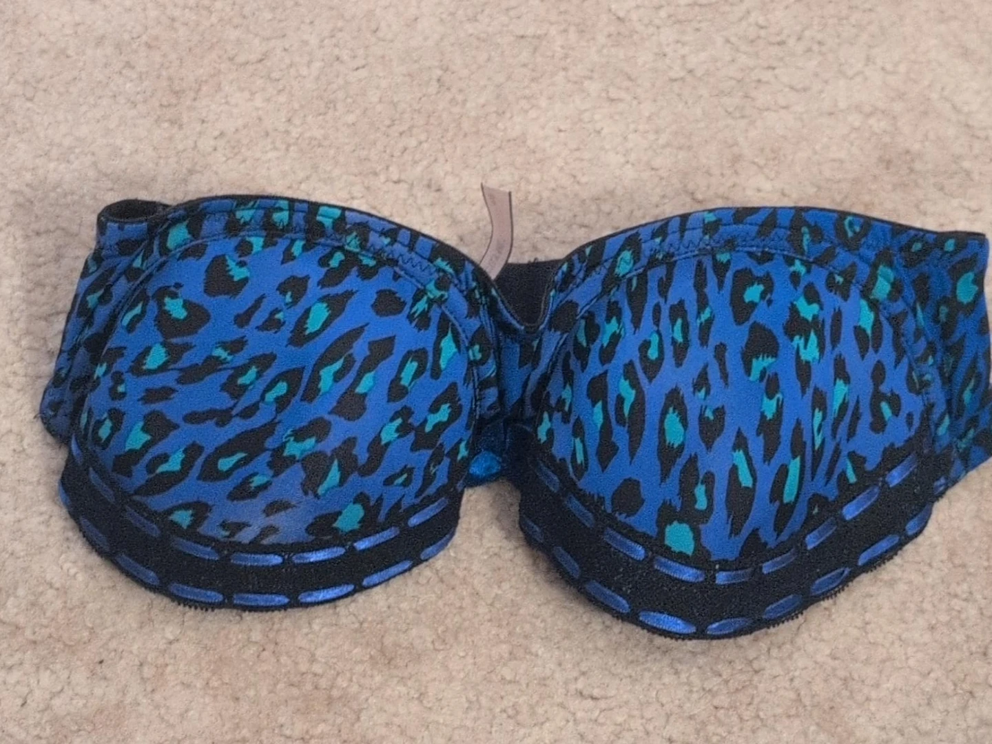 La Senza Perfectly Me Blue Leopard Print Strapless Bra 34B