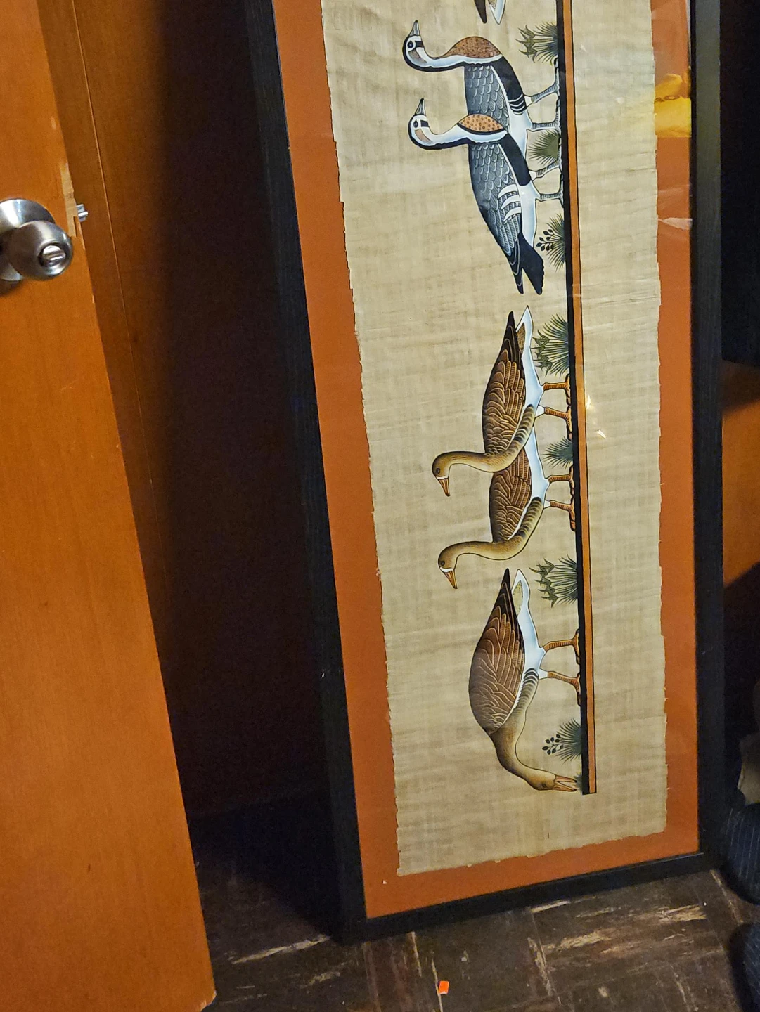 Framed Papyrus Painting of Geese