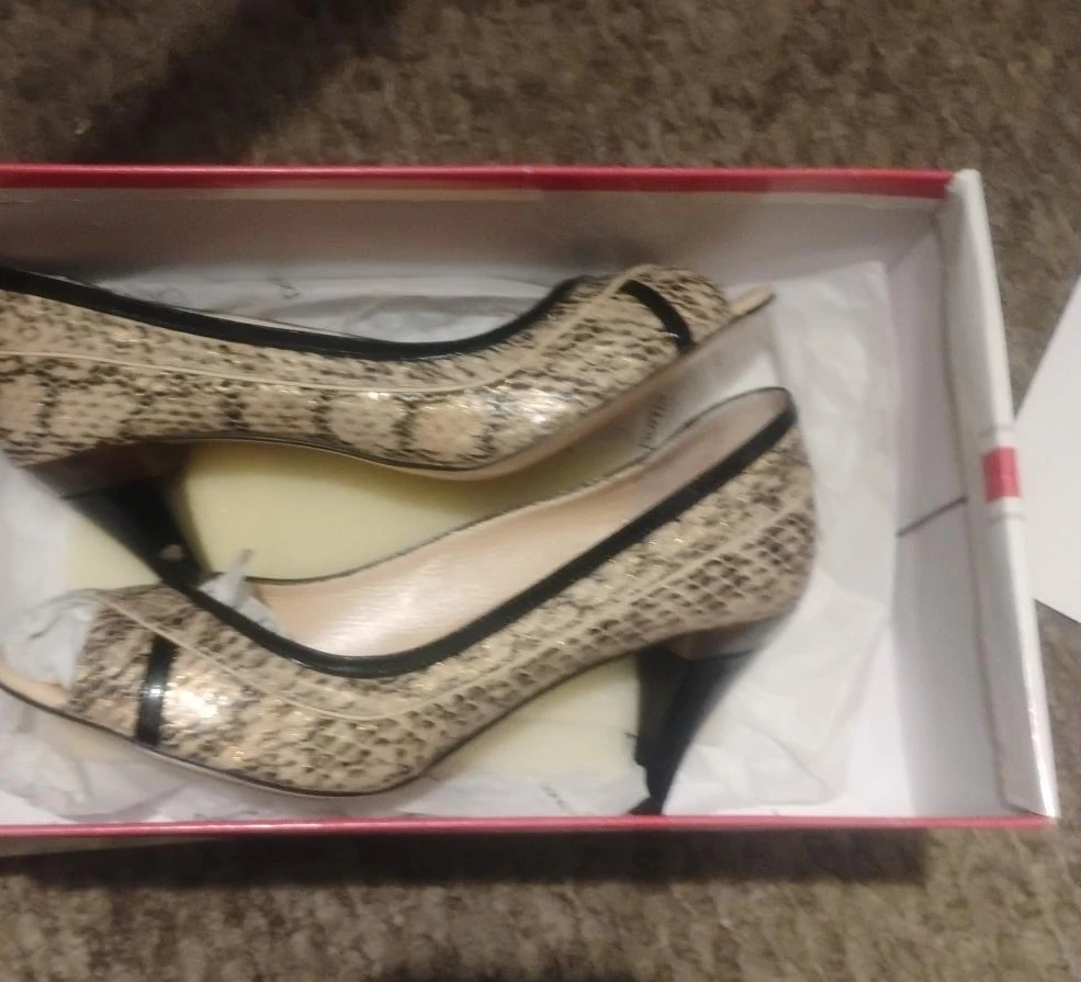 Women's Peep Toe Heels - Snake Print