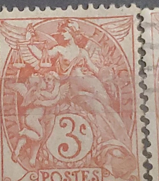 Vintage 3c Postage Stamp with Allegorical Figure