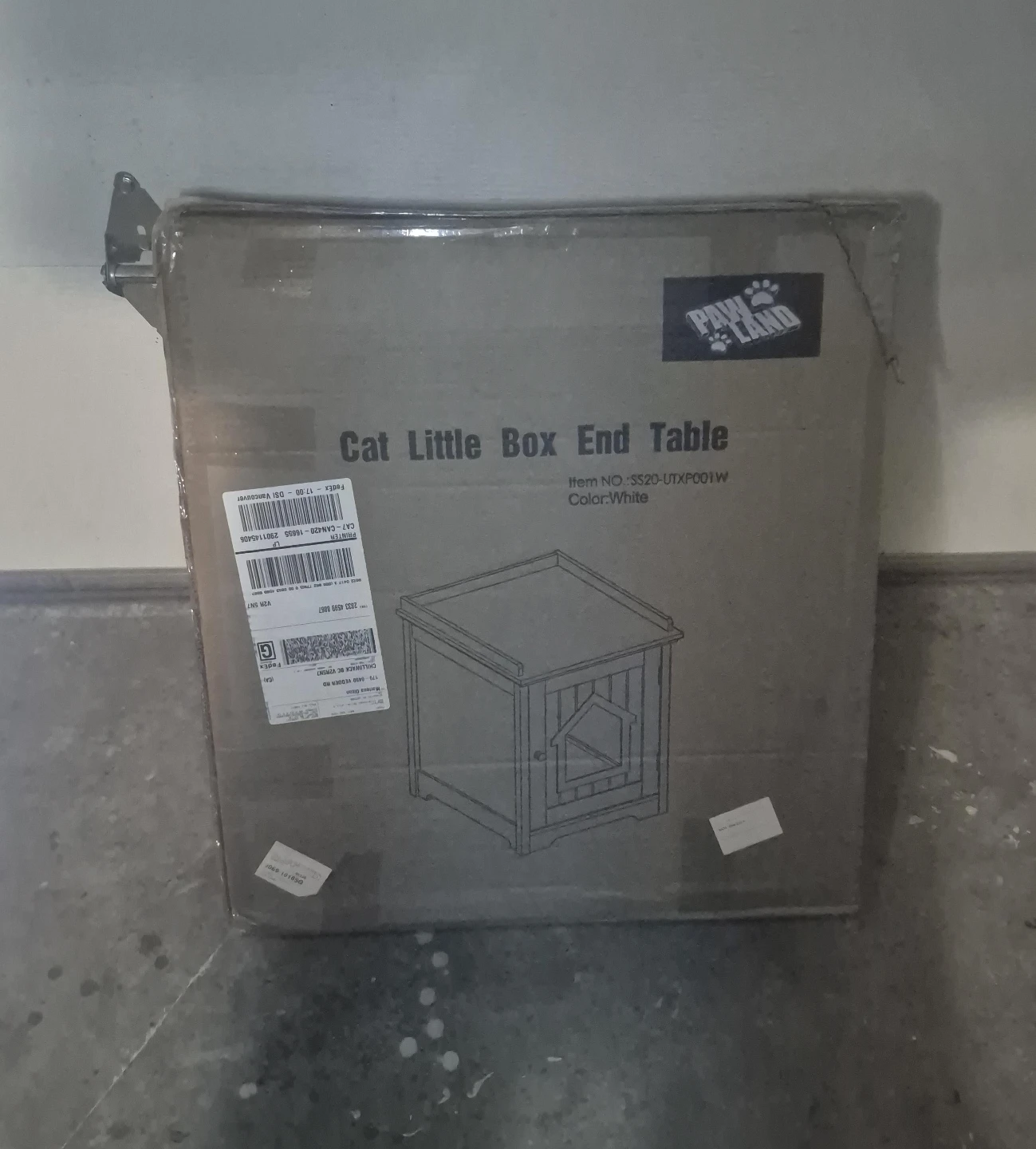 Paw Land Cat Little Box End Table - White