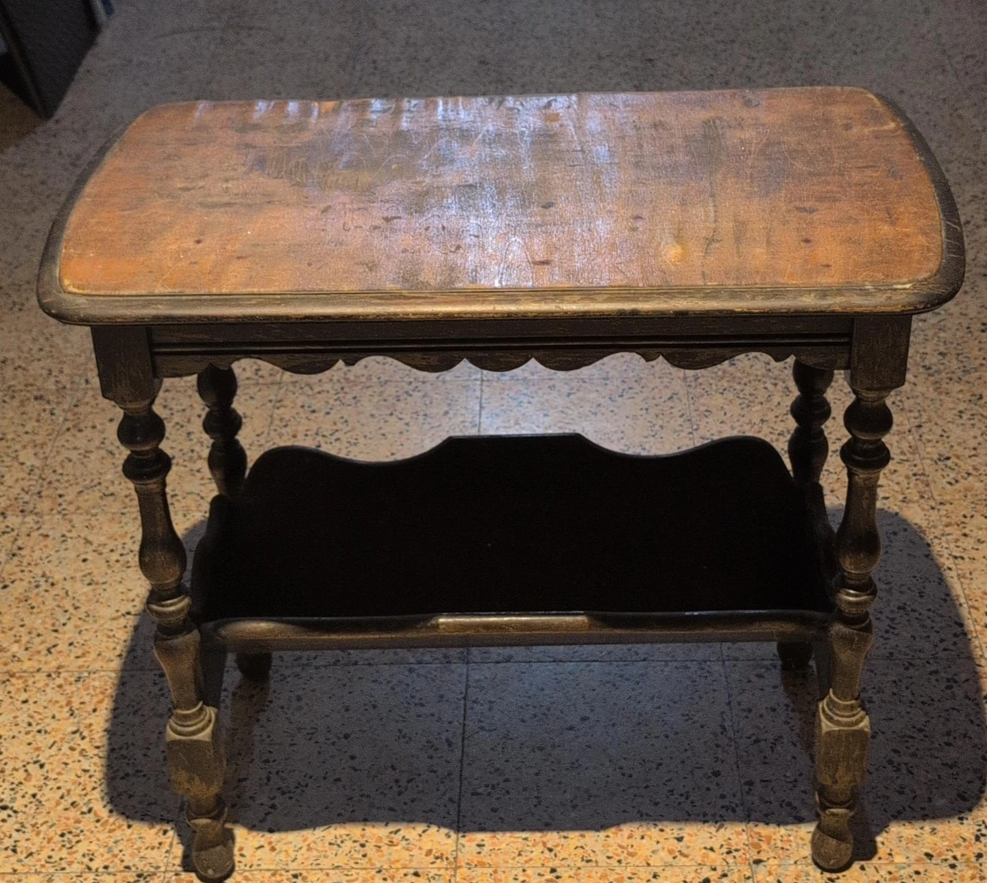Antique Side Table with Shelf