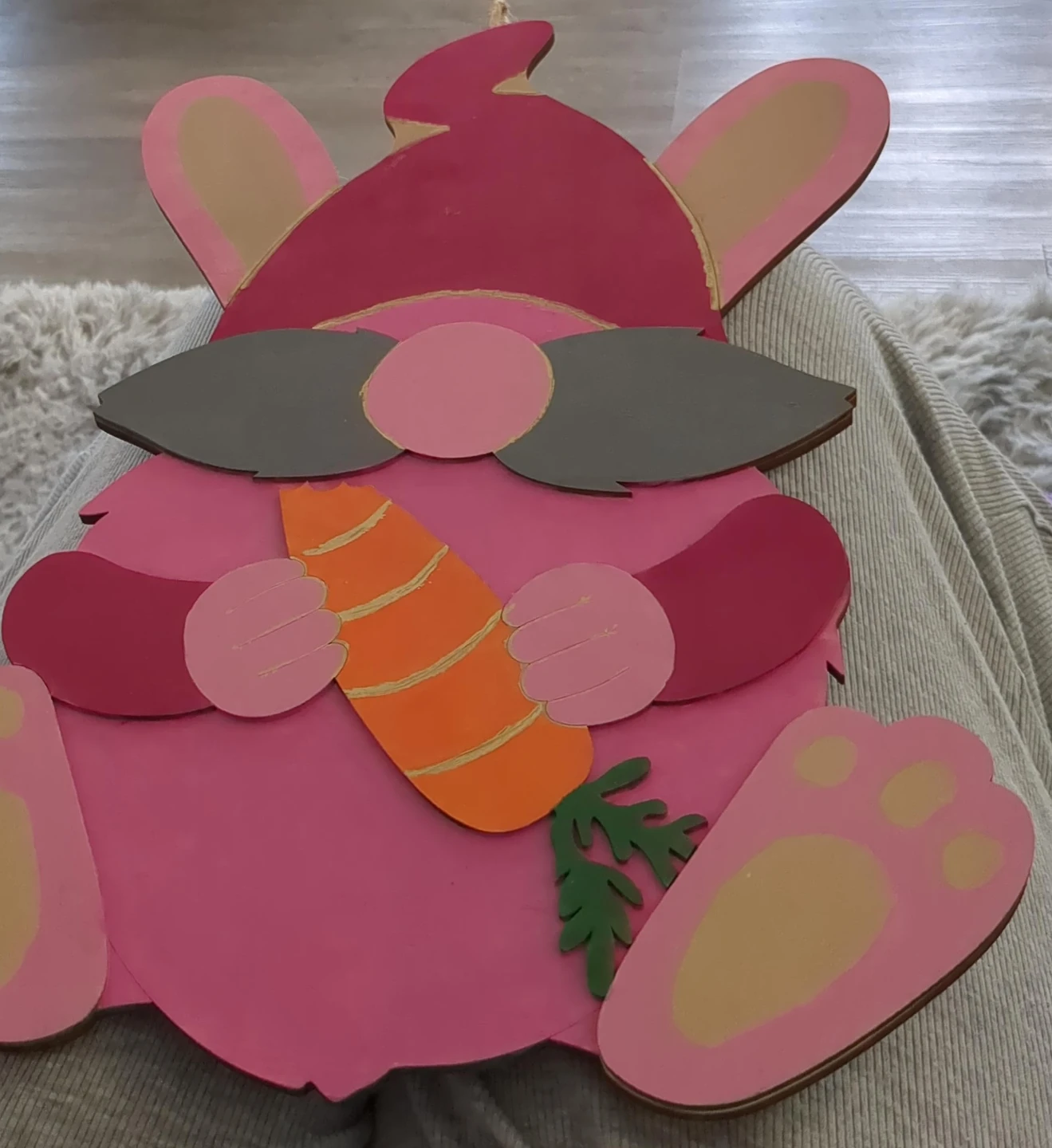 Pink Bunny Gnome Easter Decoration