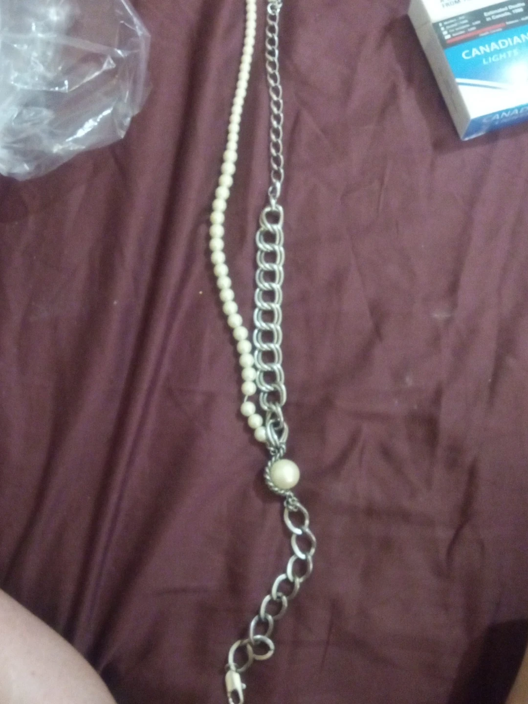 Pearl and silver-tone chain necklace