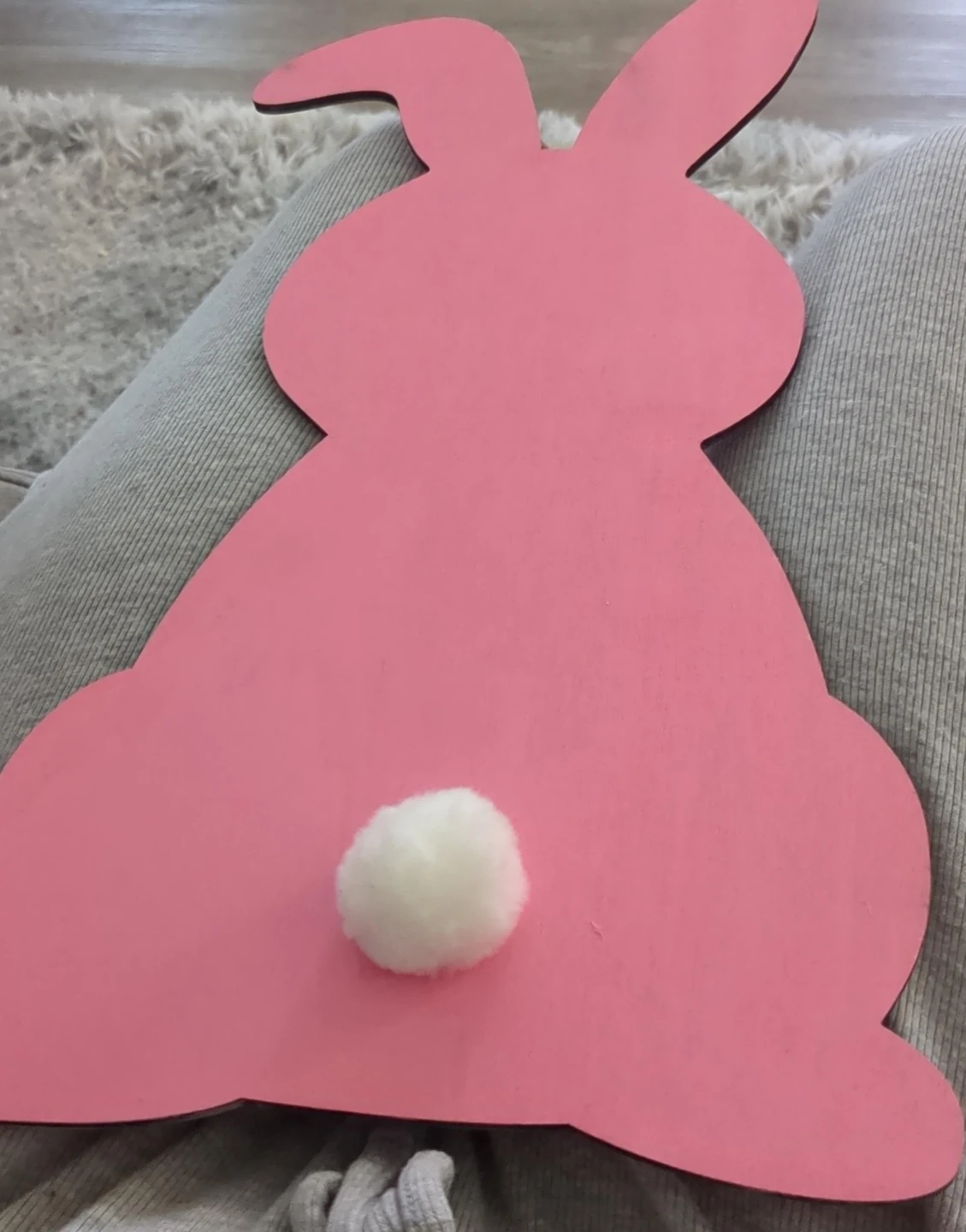 Pink Easter Bunny Decor with Fluffy Tail