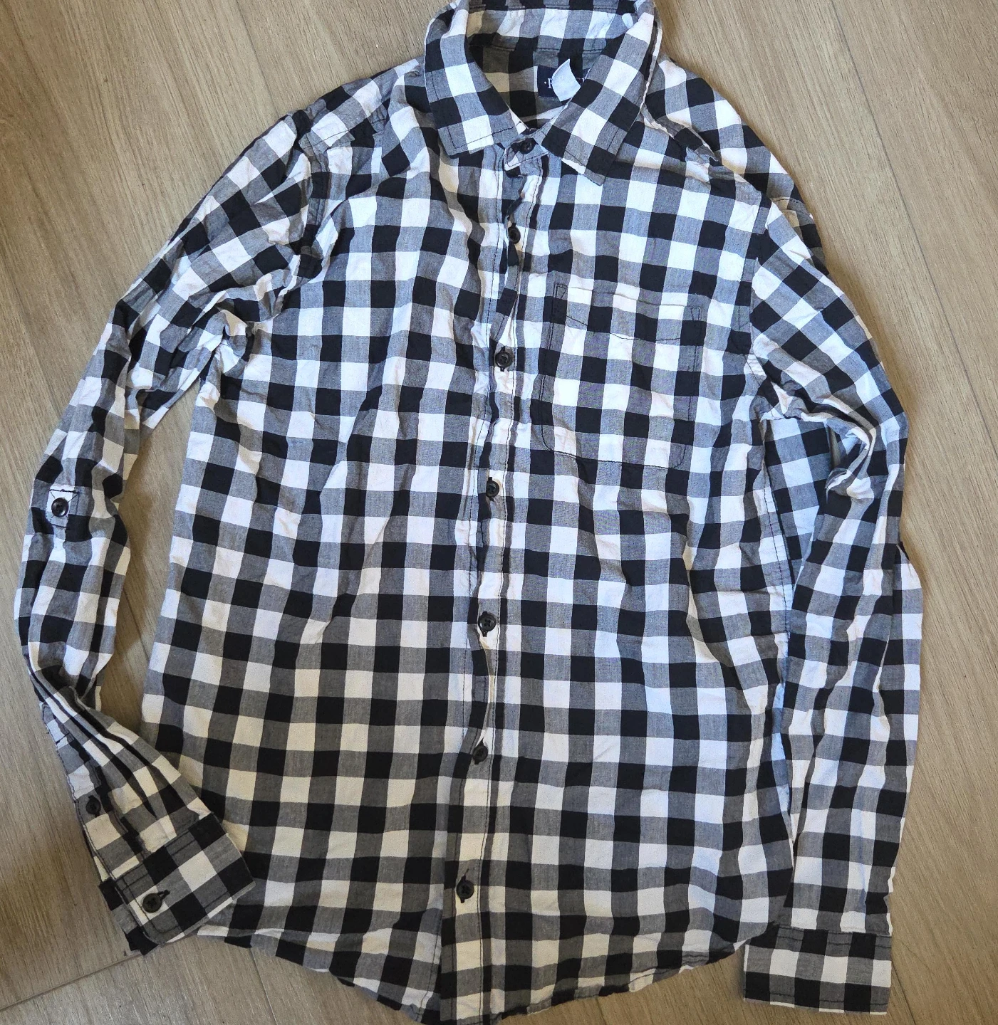 Black and White Gingham Long Sleeve Shirt