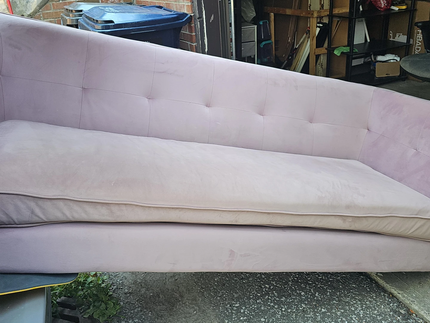 Pink Velour Chaise Lounge Sofa