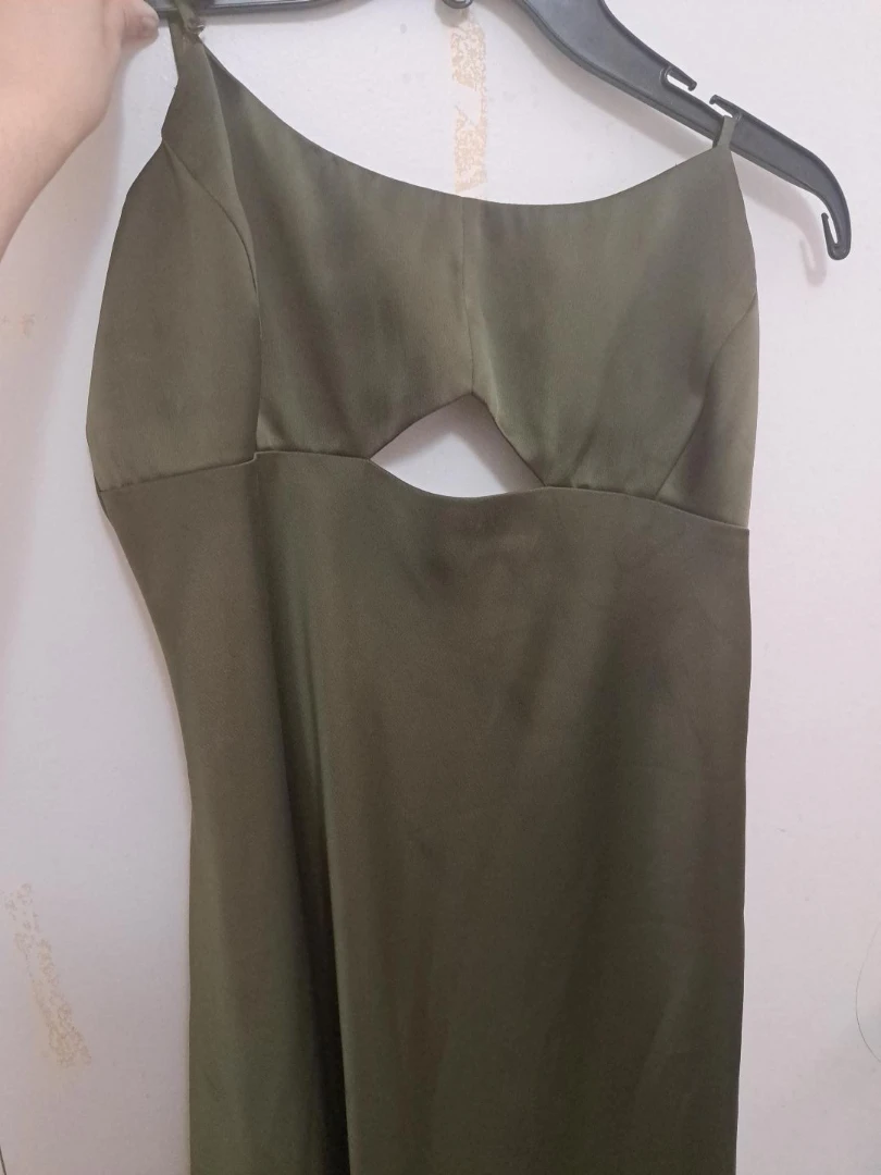 Olive Green Cutout Slip Dress