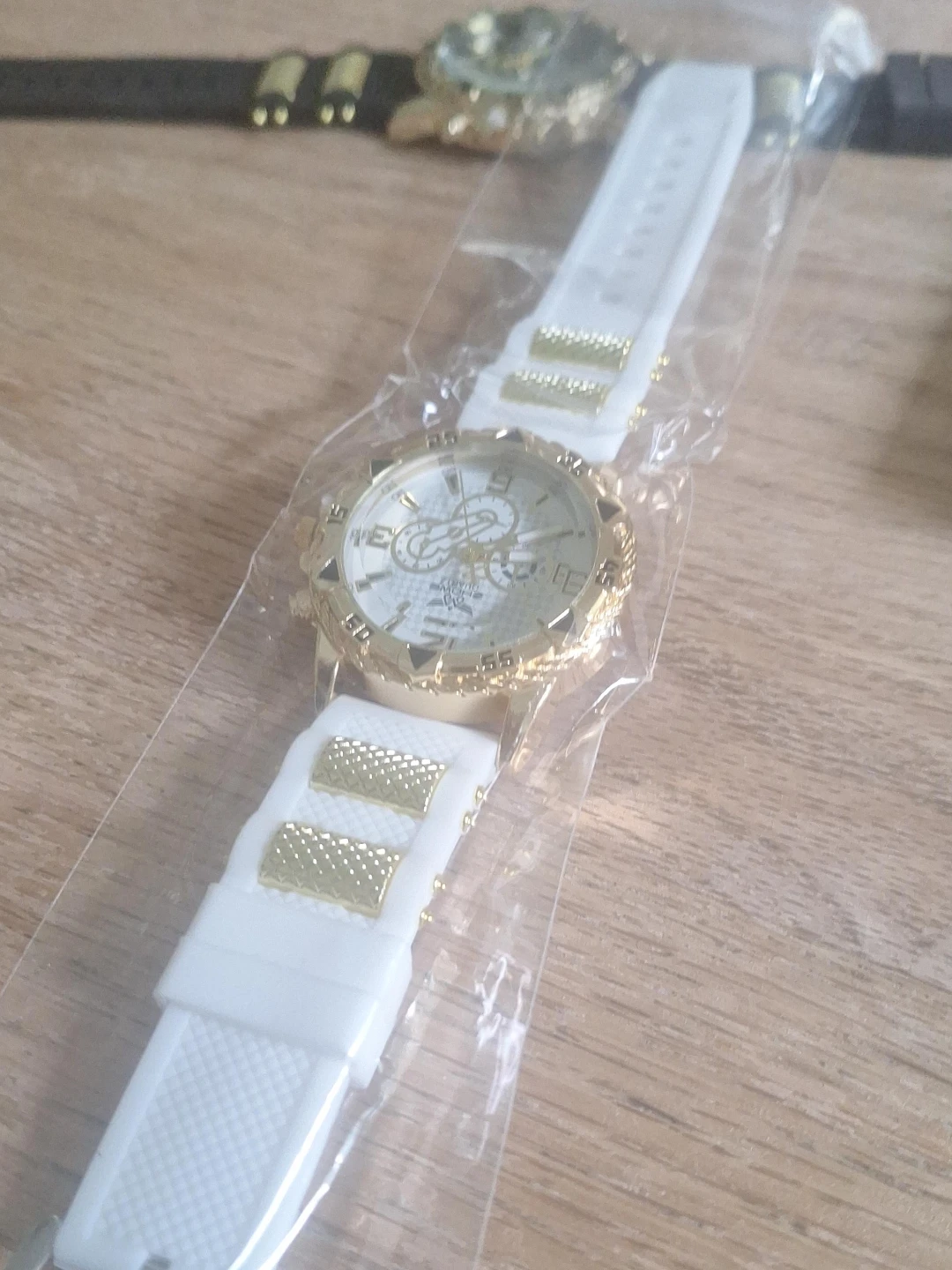 Gold and White Unisex Watch  & Sunglasses