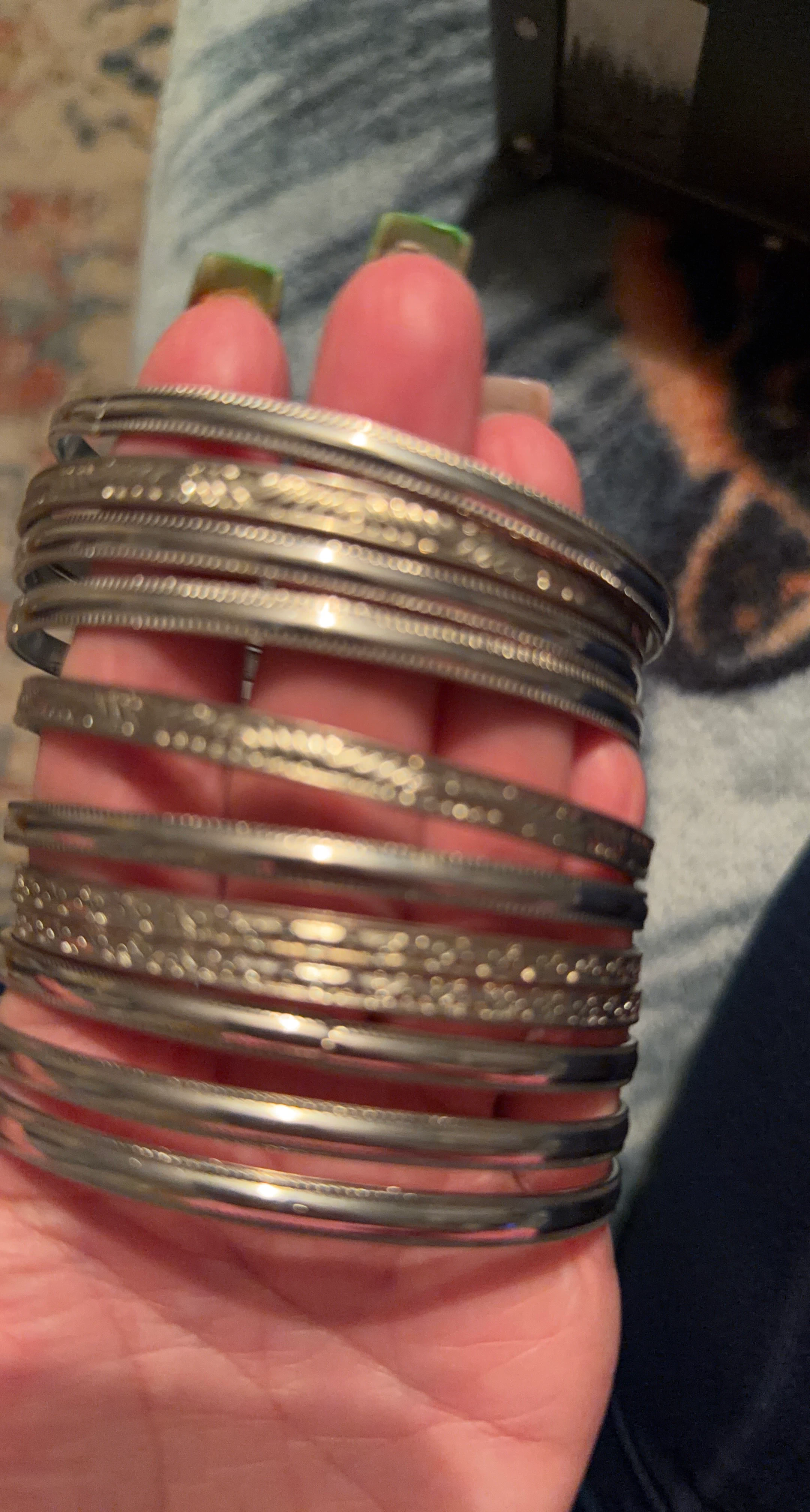 Set of 11 Silver-Tone Bangles