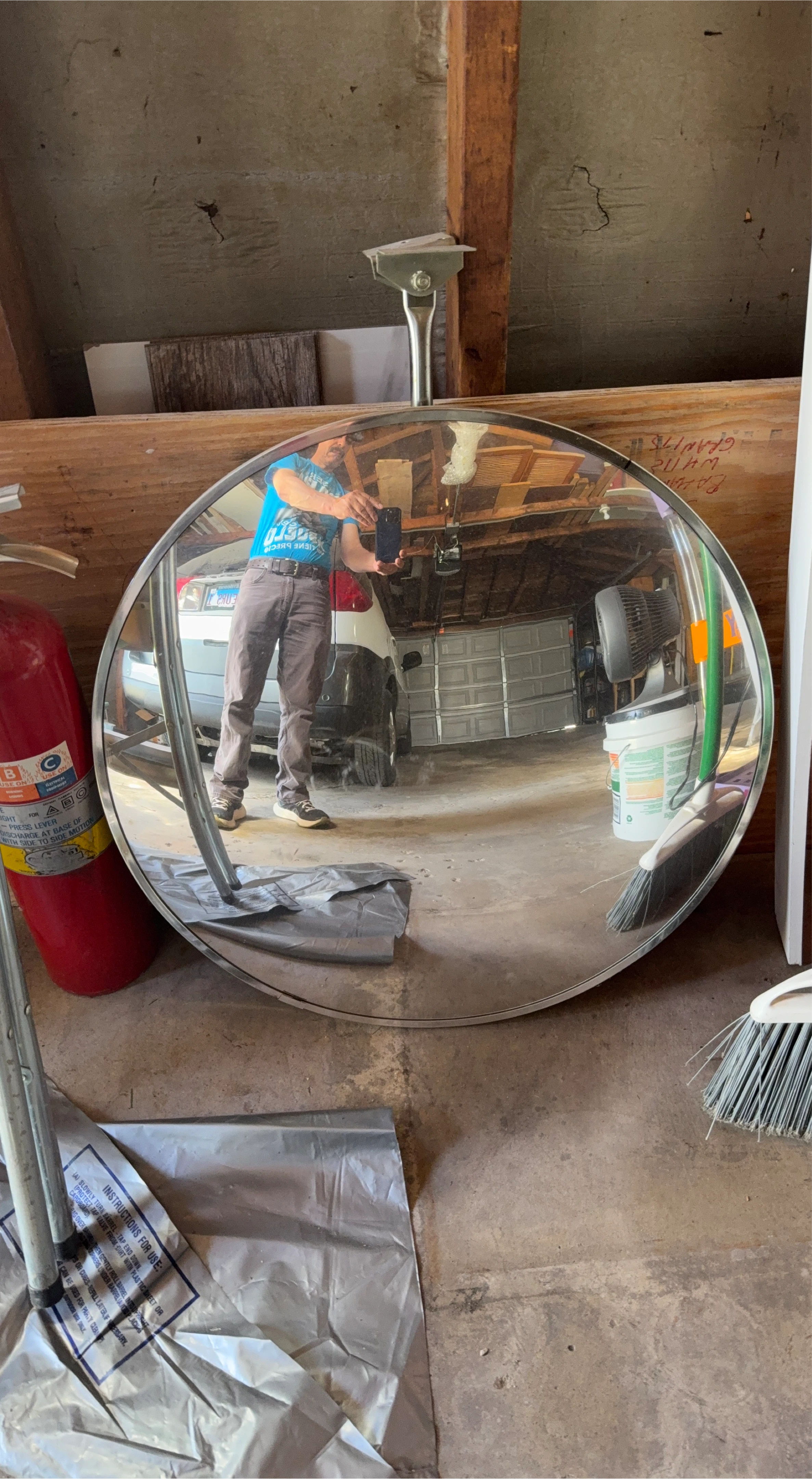 Large Convex Mirror with Metal Frame