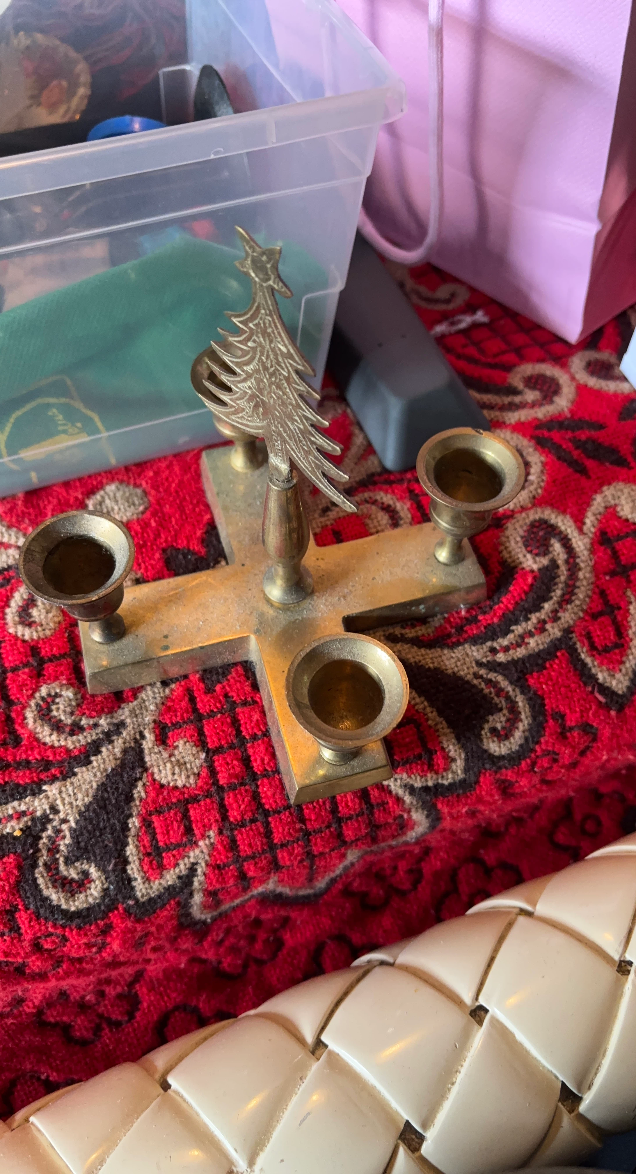 Brass Christmas Tree Taper Candle Holder