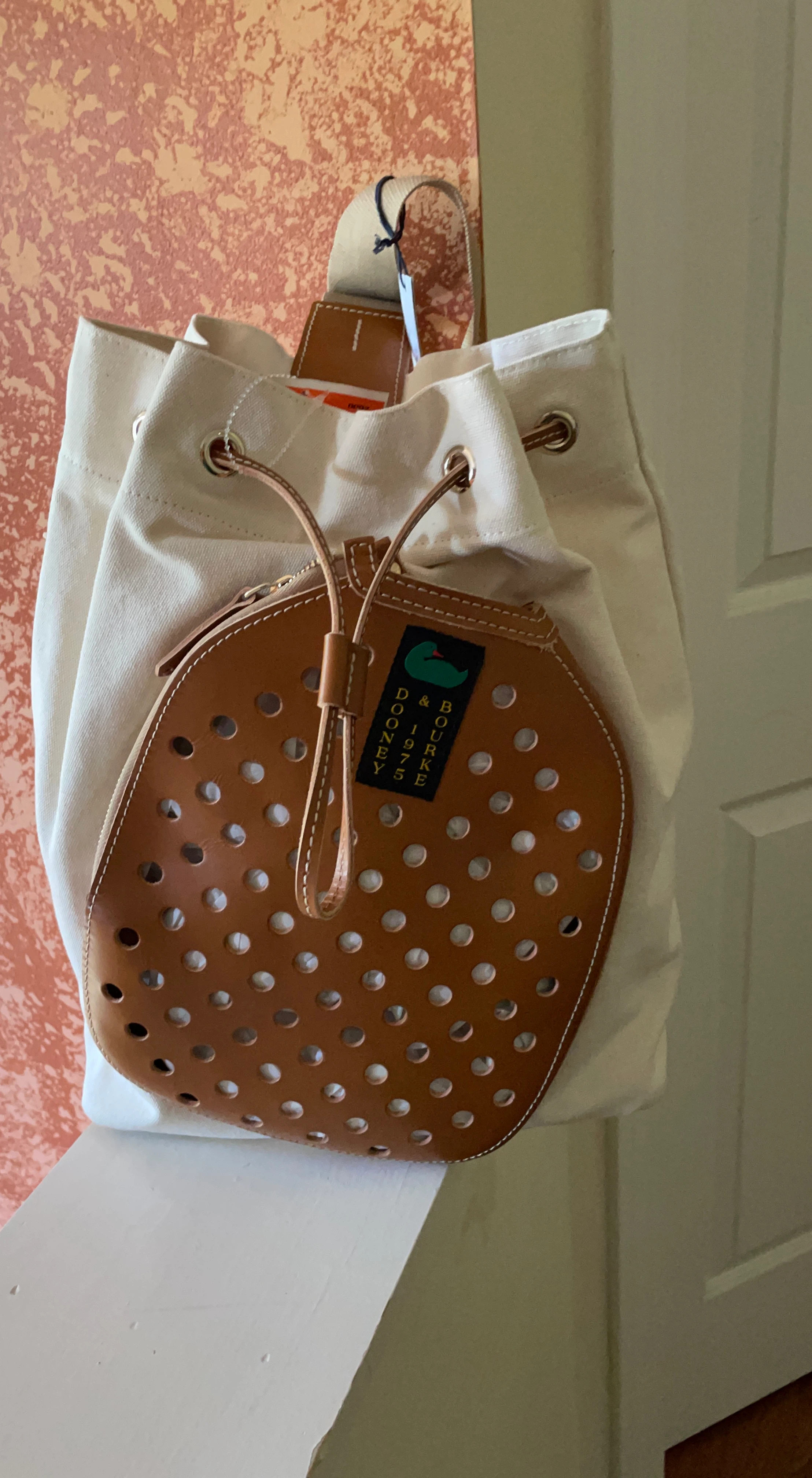 Dooney & Bourke Canvas Bucket Bag with Leather Pouch