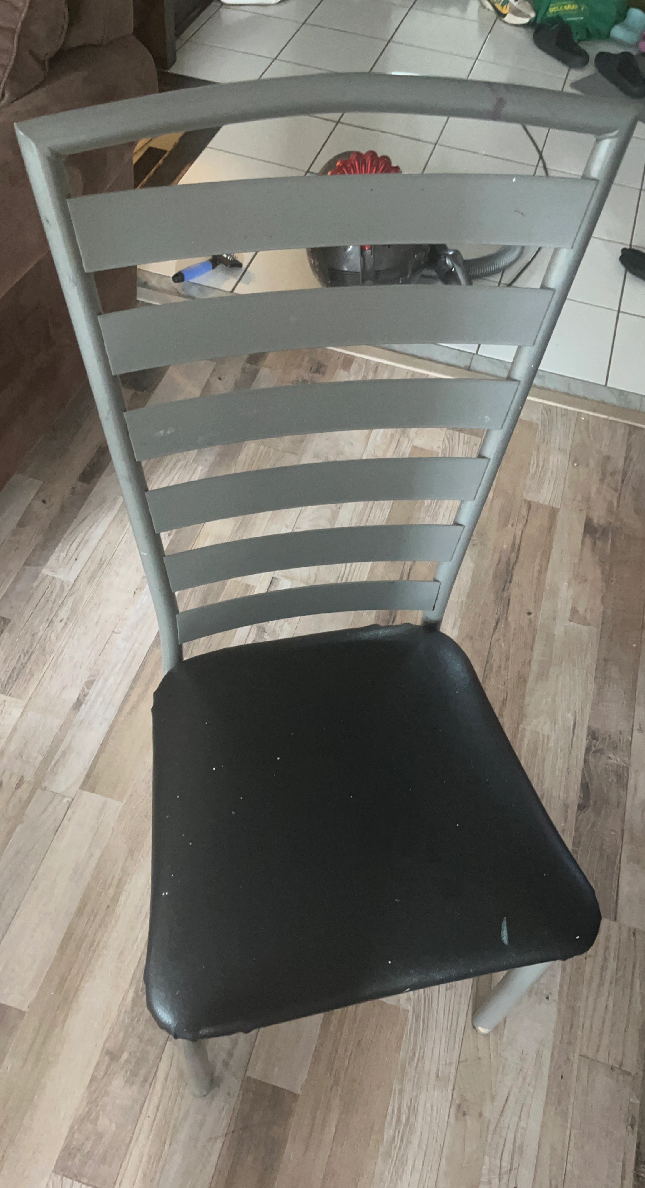 Modern Metal Dining Chairs with Black Padded Seat