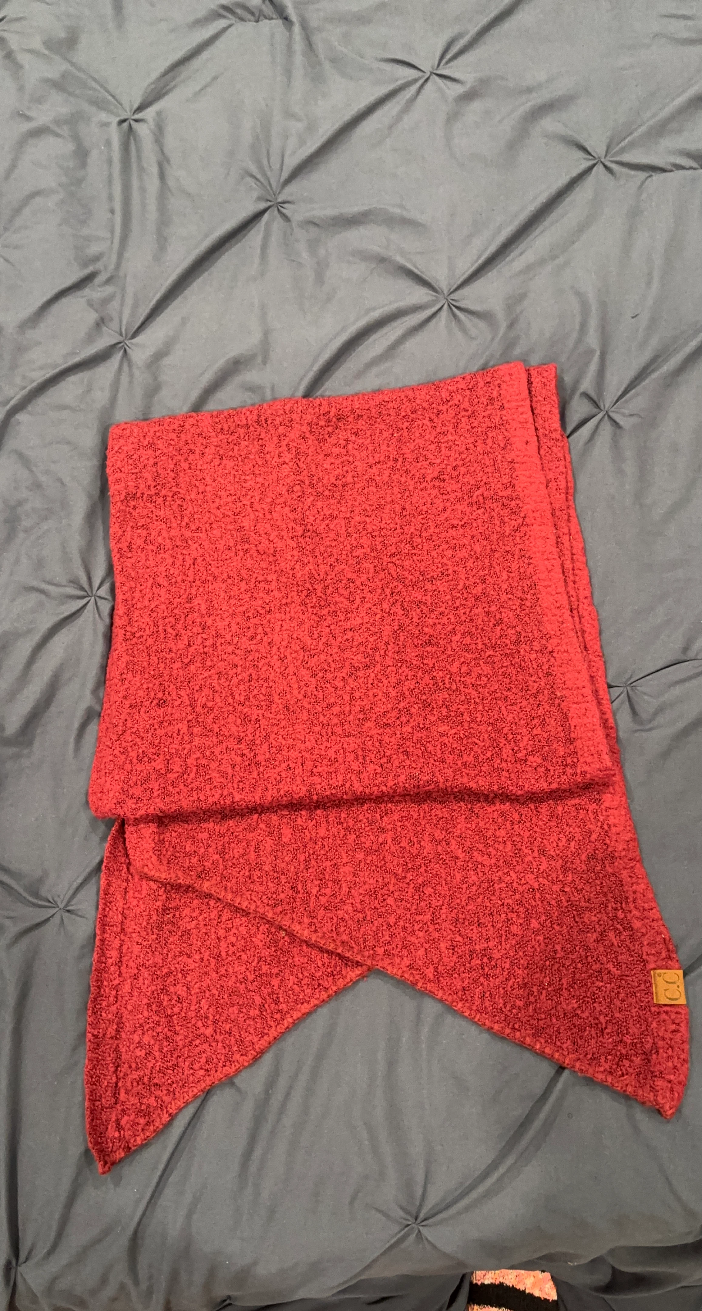 CC Red Fuzzy Knit Scarf