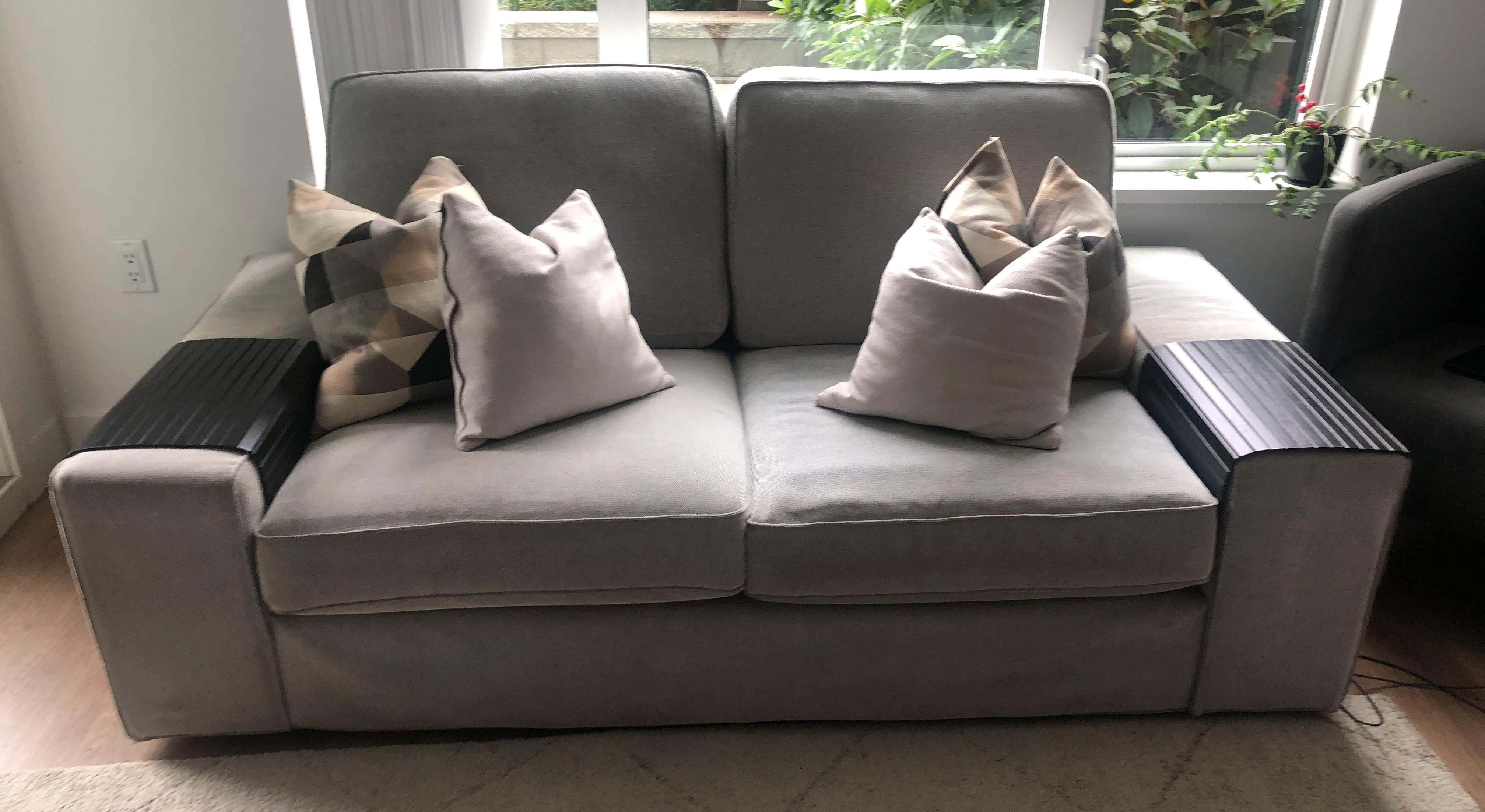 IKEA Grey Loveseat Sofa with Built-in Armrests