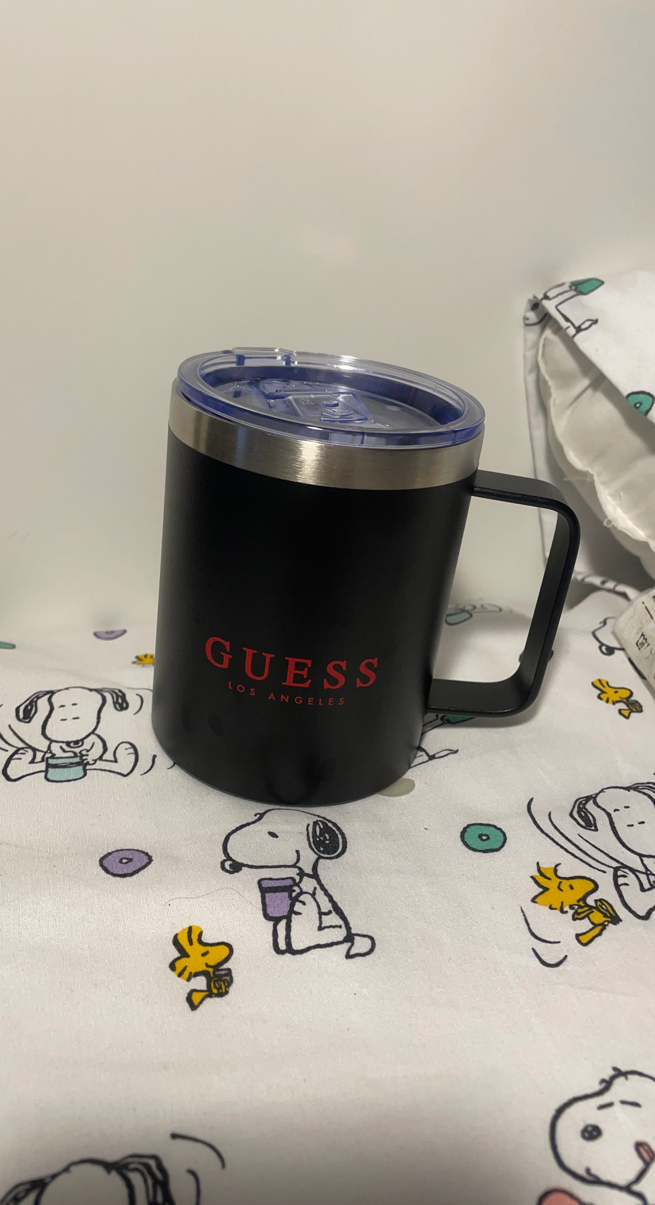 Guess Los Angeles Black Travel Mug with Lid