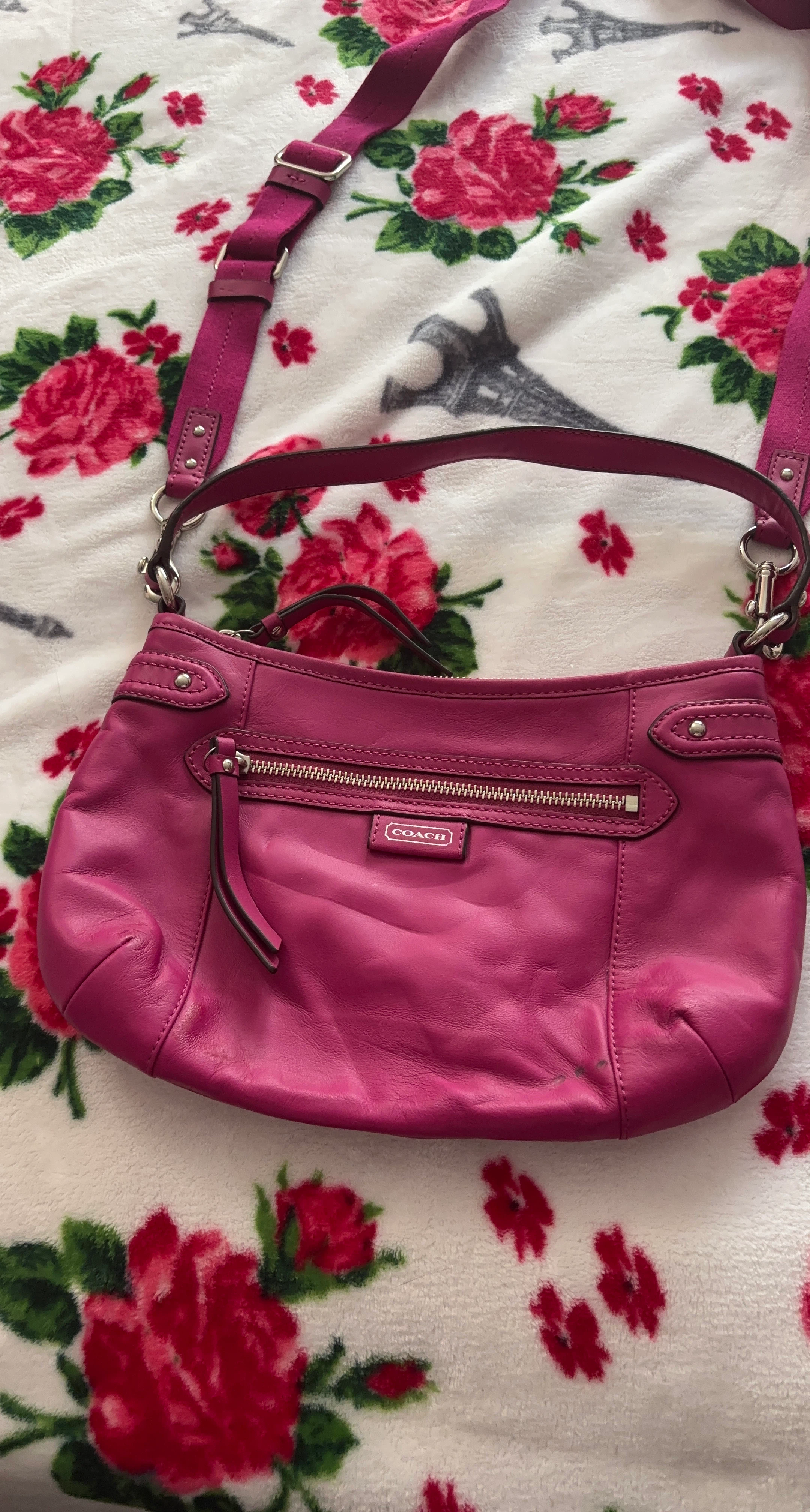 Coach Pink Leather Shoulder Bag