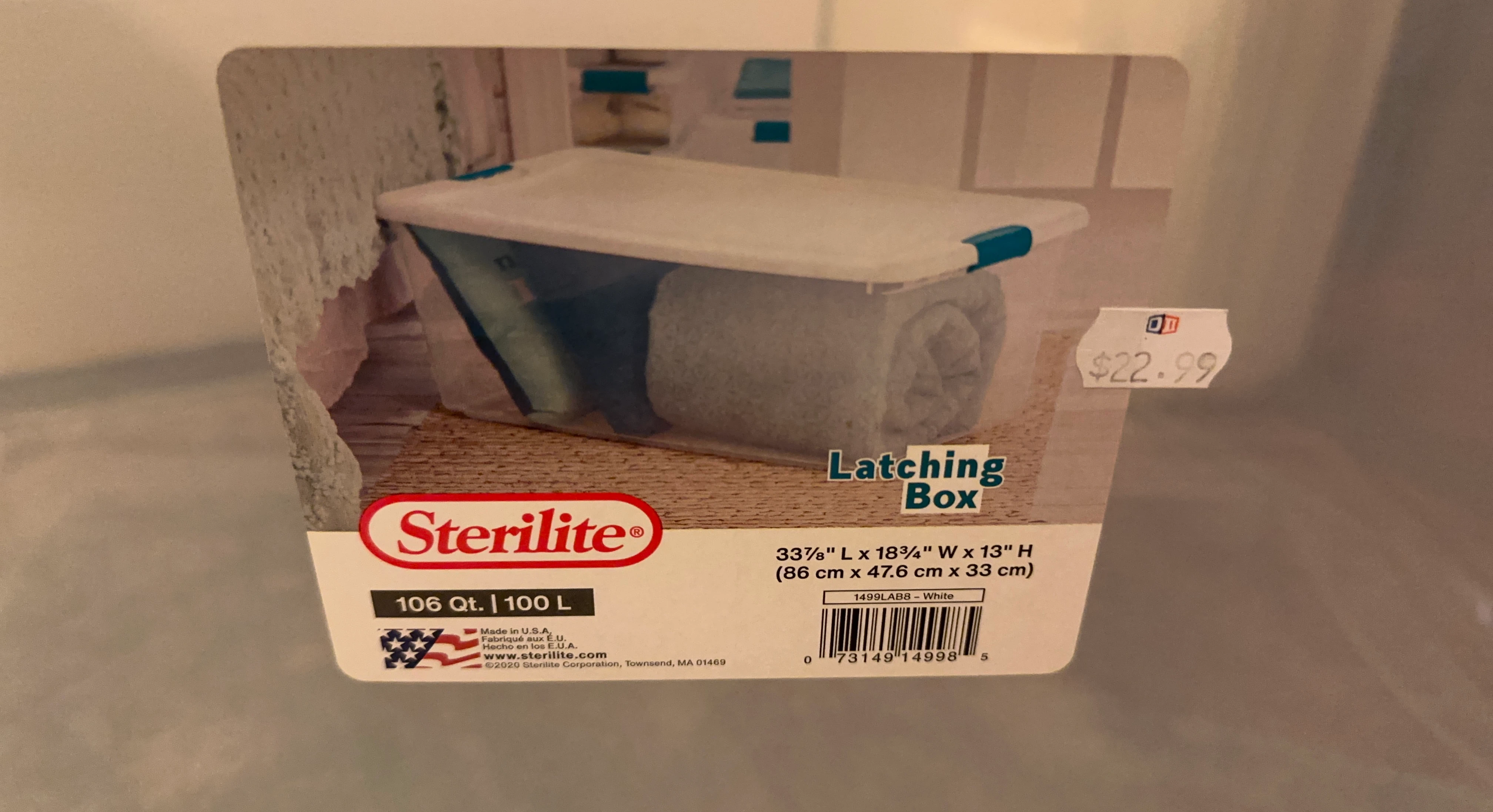 Sterilite 106 Qt Latching Storage Box - White