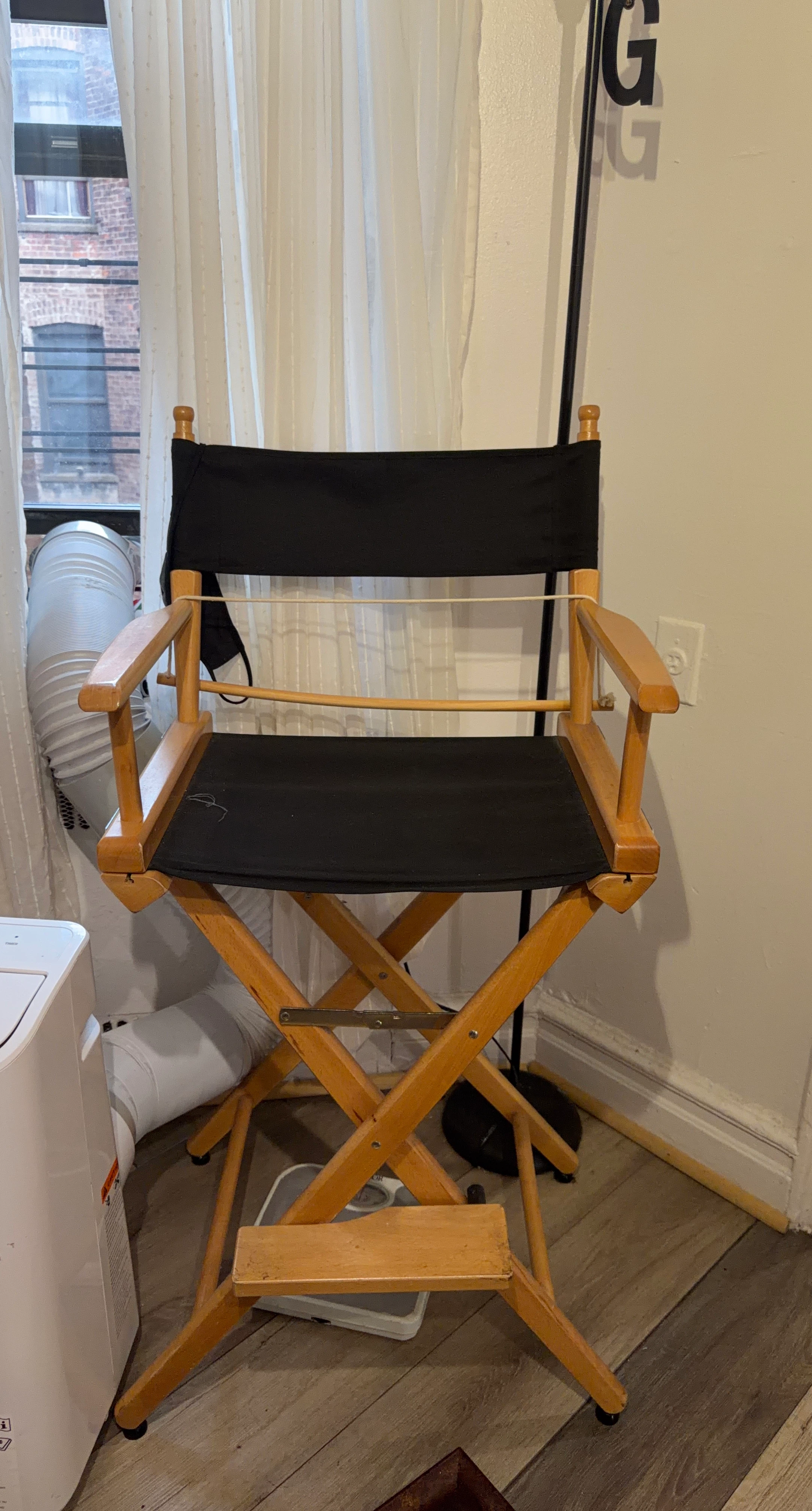 Wooden Director's Chair with Black Fabric Seat