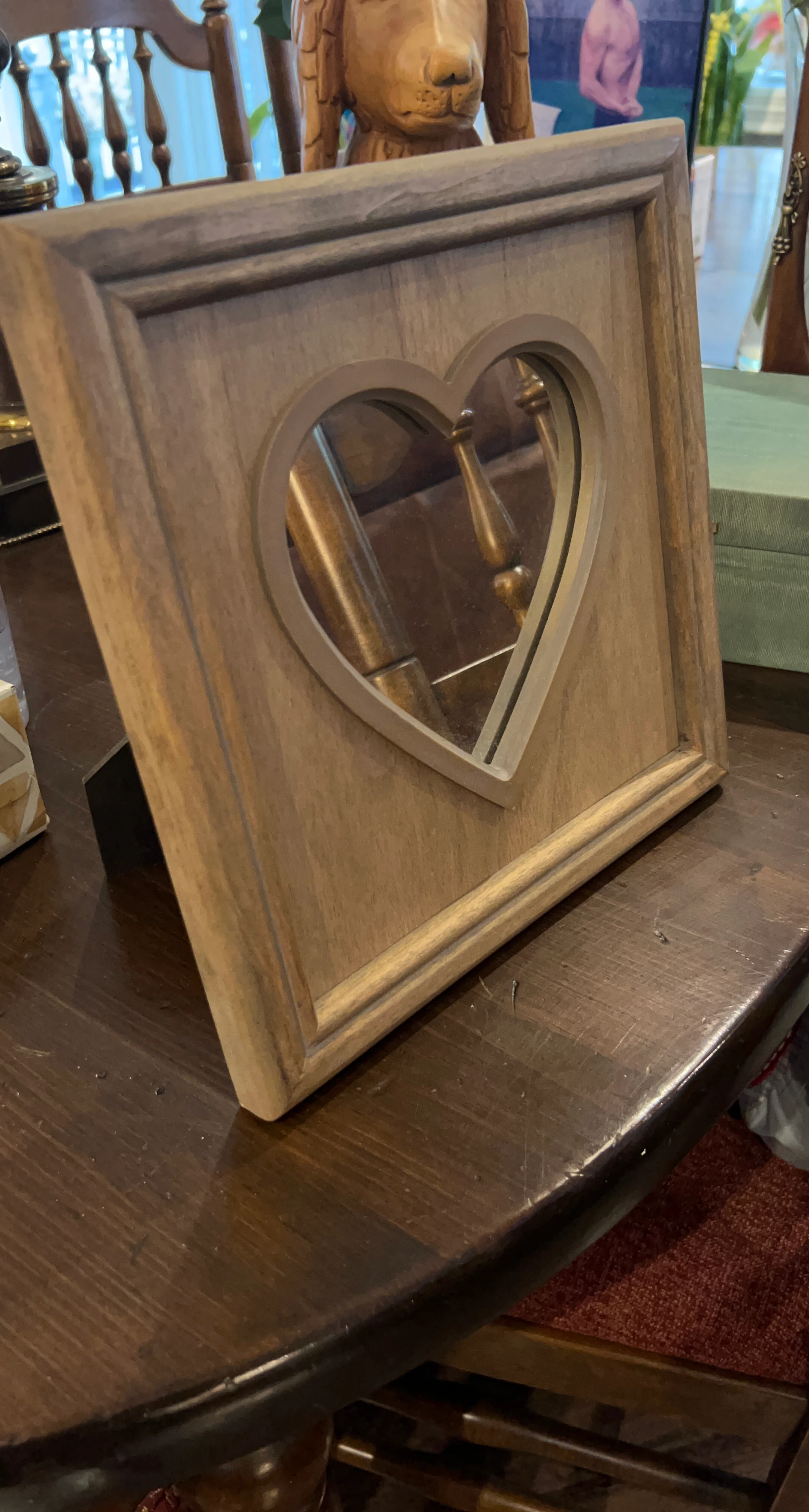 Wooden Heart Shaped Mirror