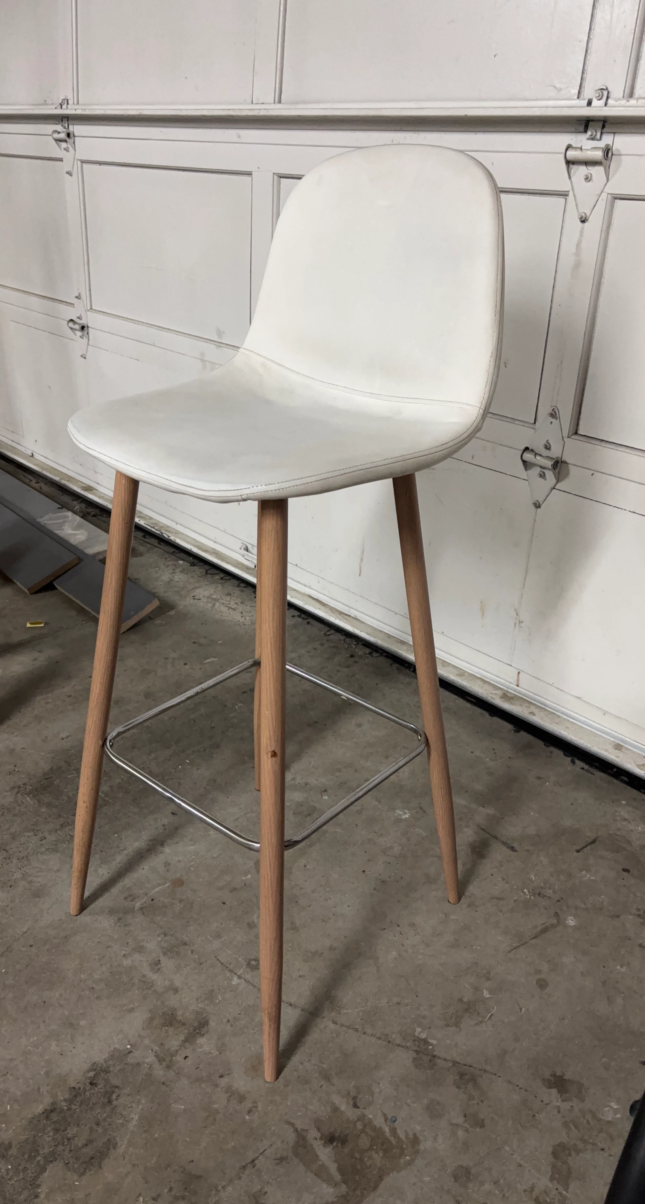 White Counter Stool with Wooden Legs