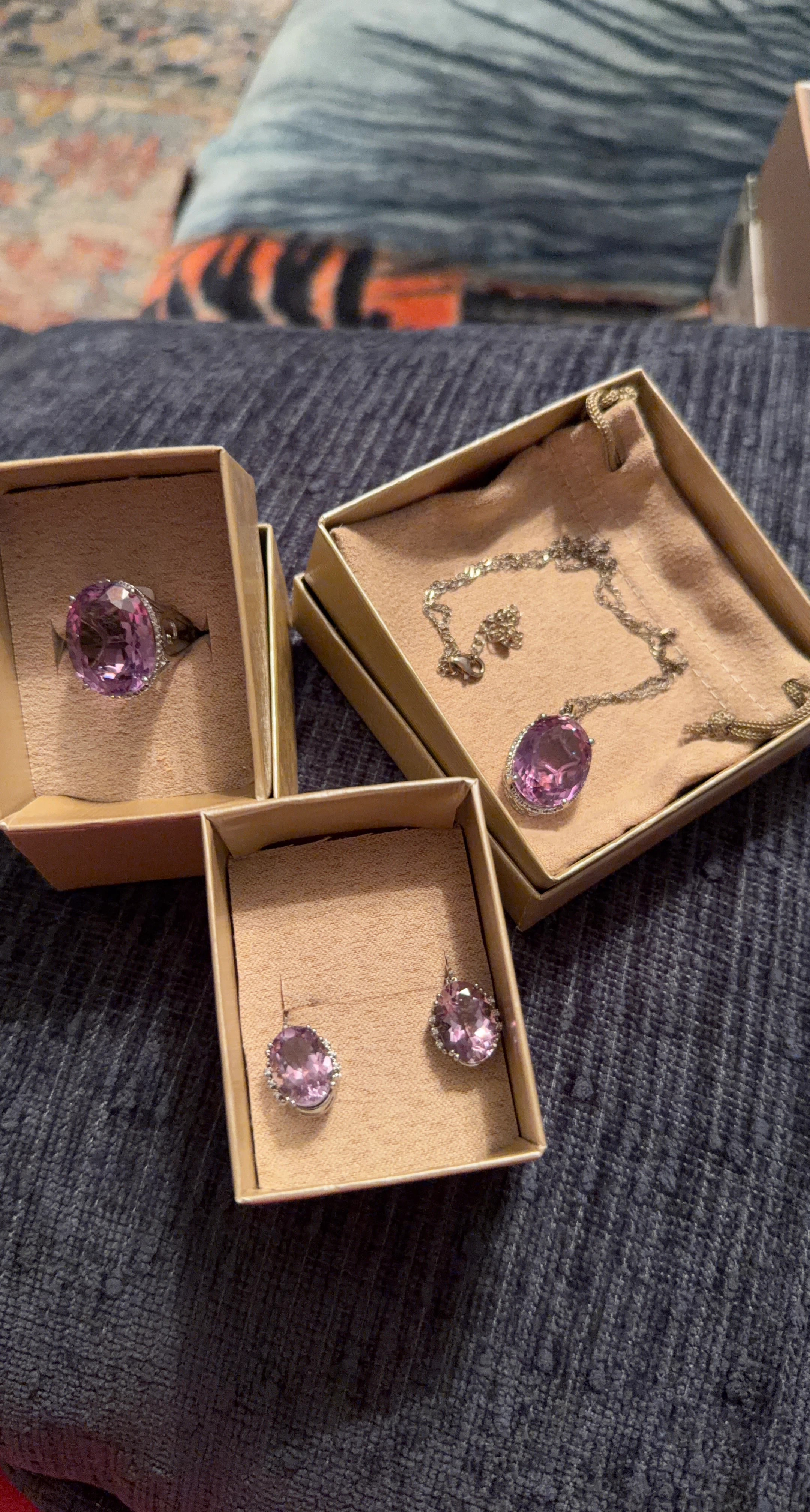 Amethyst Jewelry Set - Necklace, Earrings, Ring