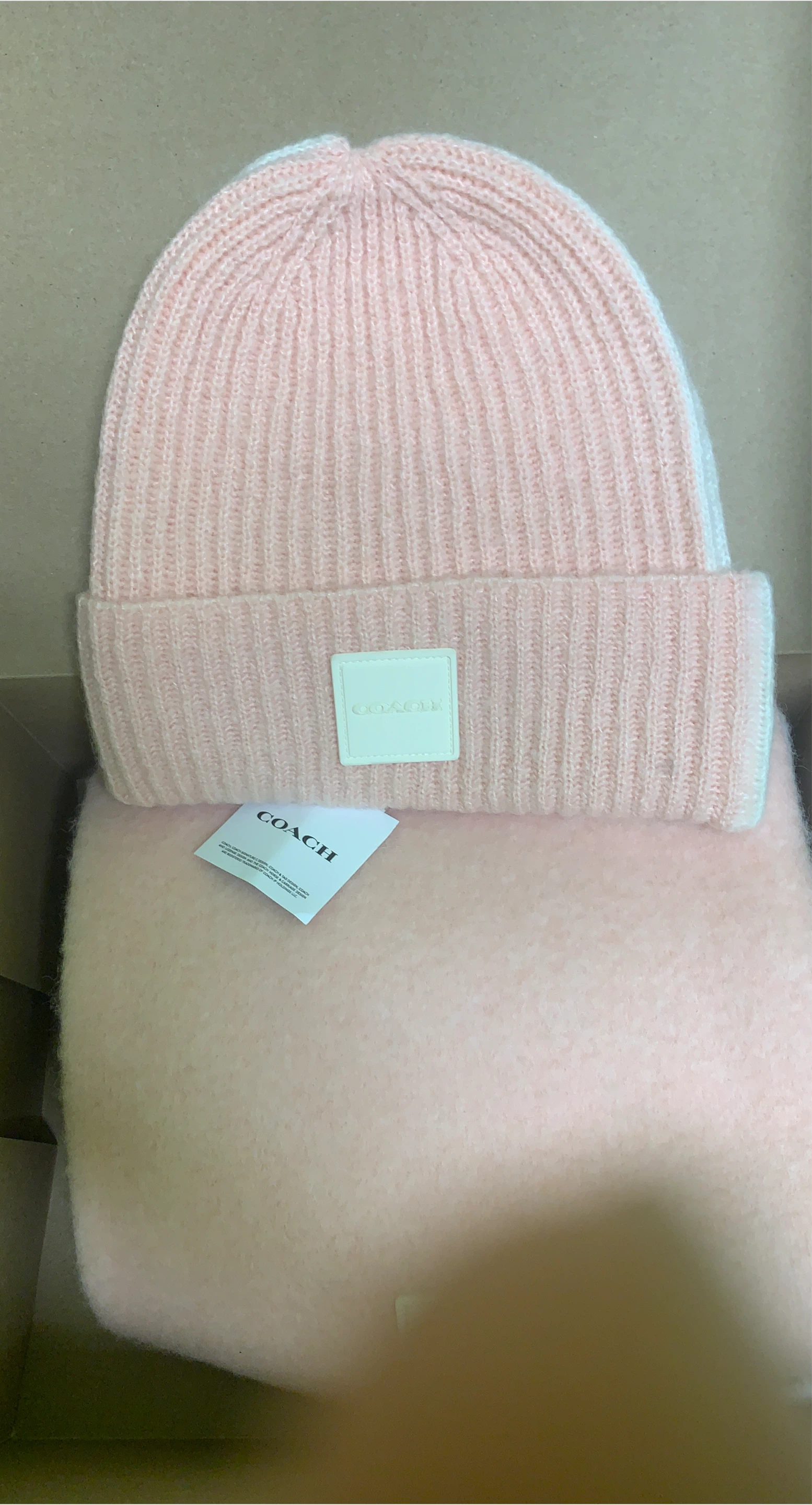 Coach Pink Beanie and Scarf Set