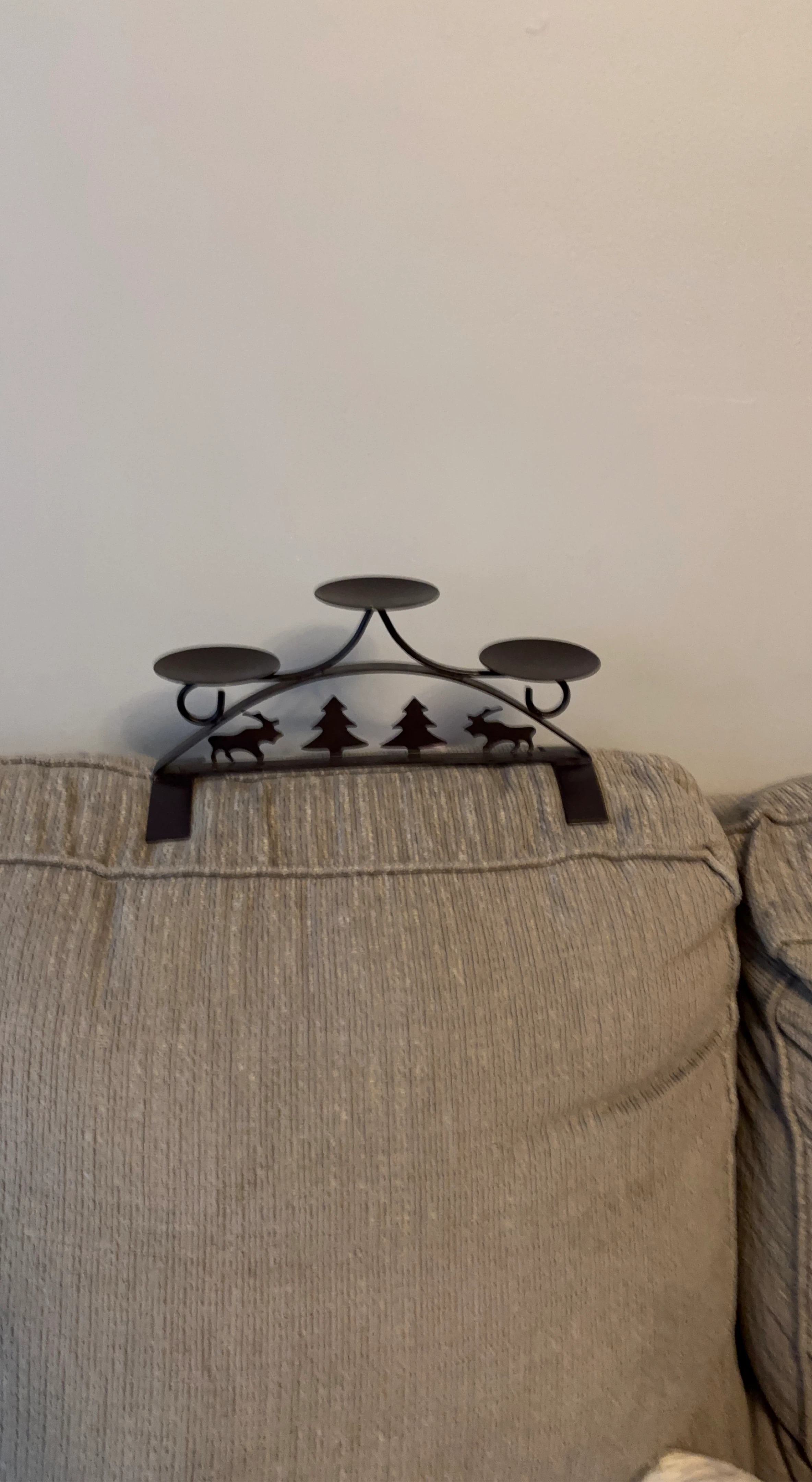 Metal 3-Candle Candelabra with Deer and Tree Silhouettes