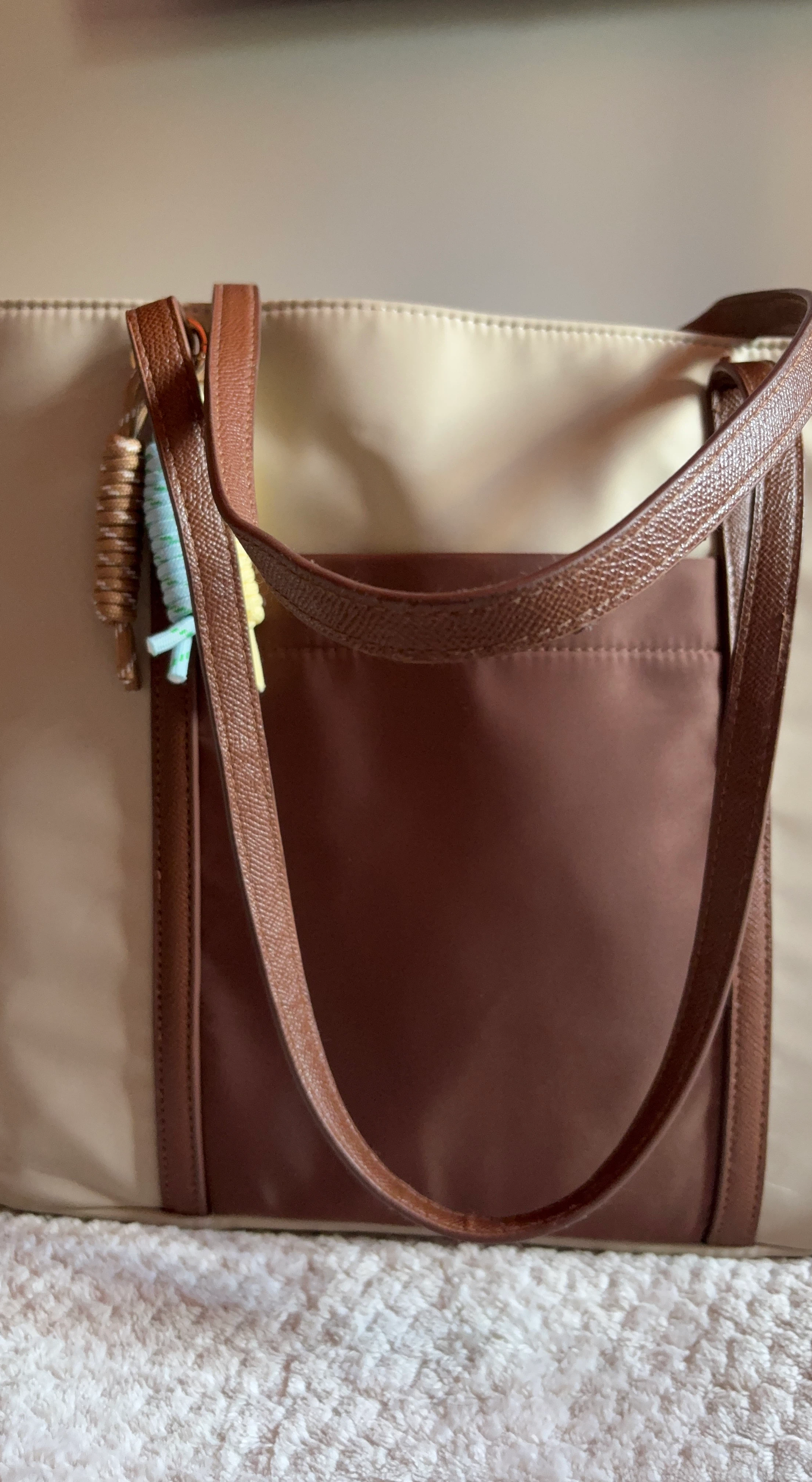 Tote Bag with Faux Leather Straps