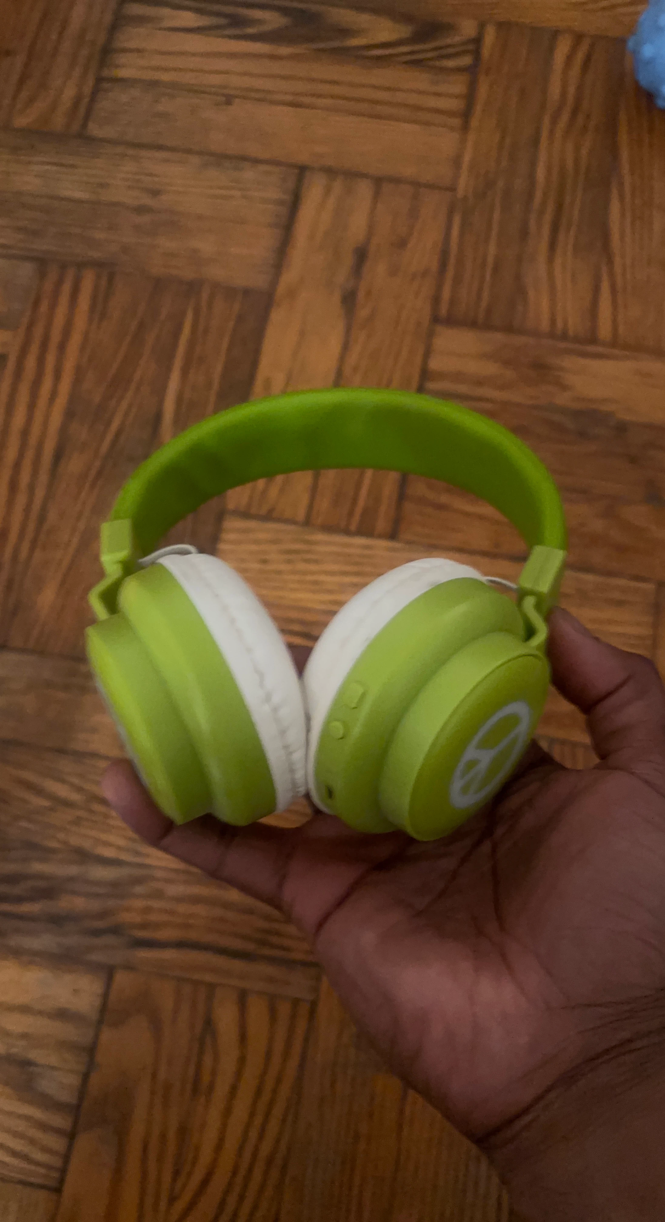 Lime Green Peace Sign Headphones