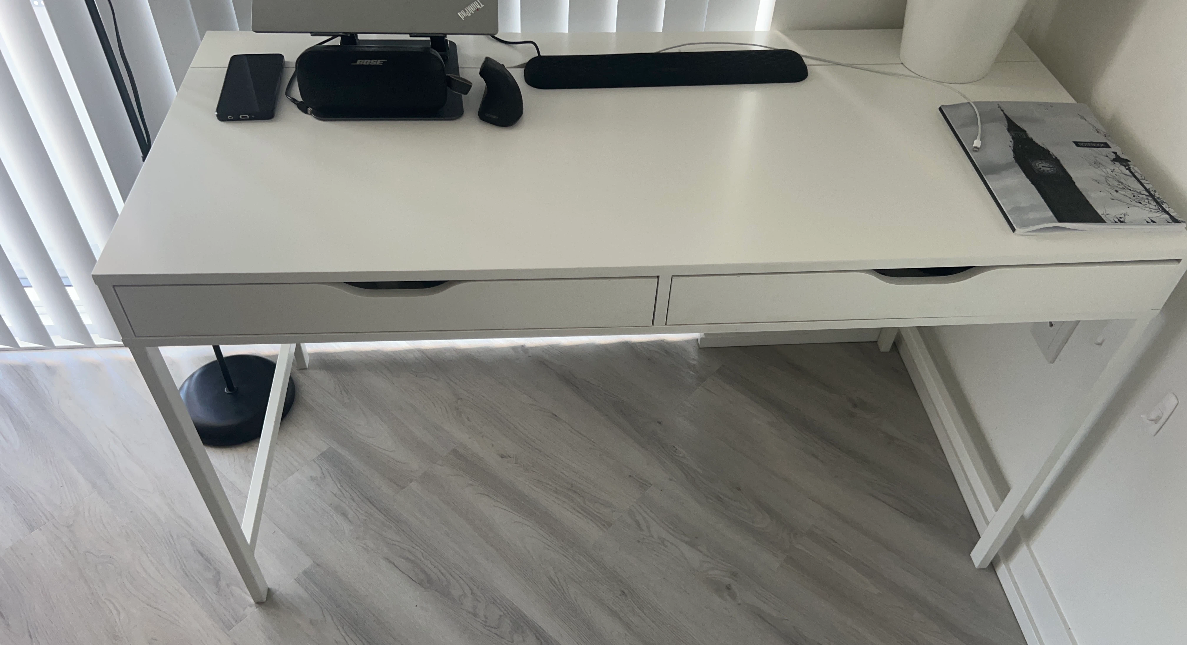 White IKEA Desk with Drawers