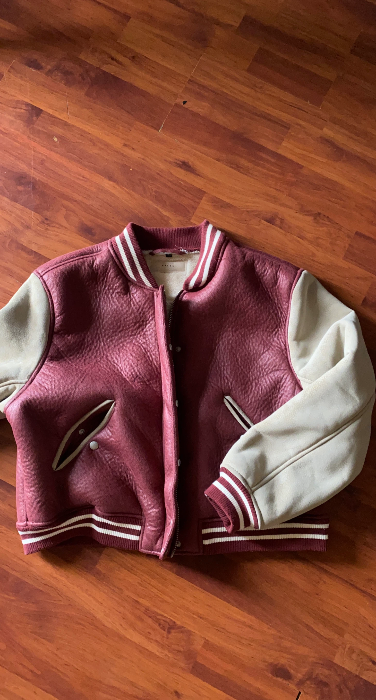 Varsity Jacket - Burgundy & Tan Leather