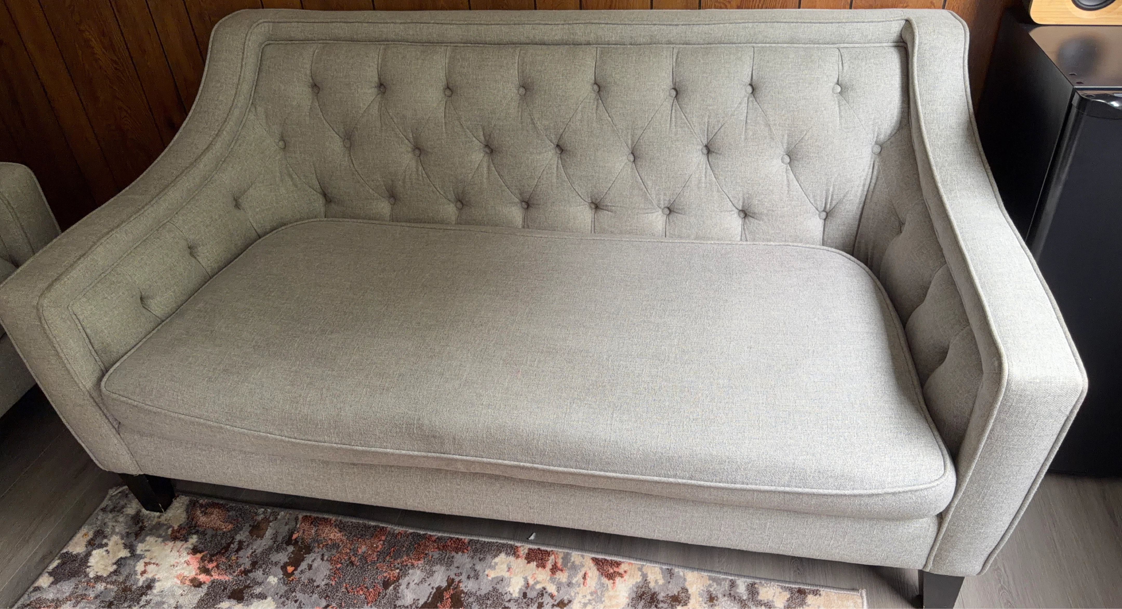 Grey Tufted Loveseat