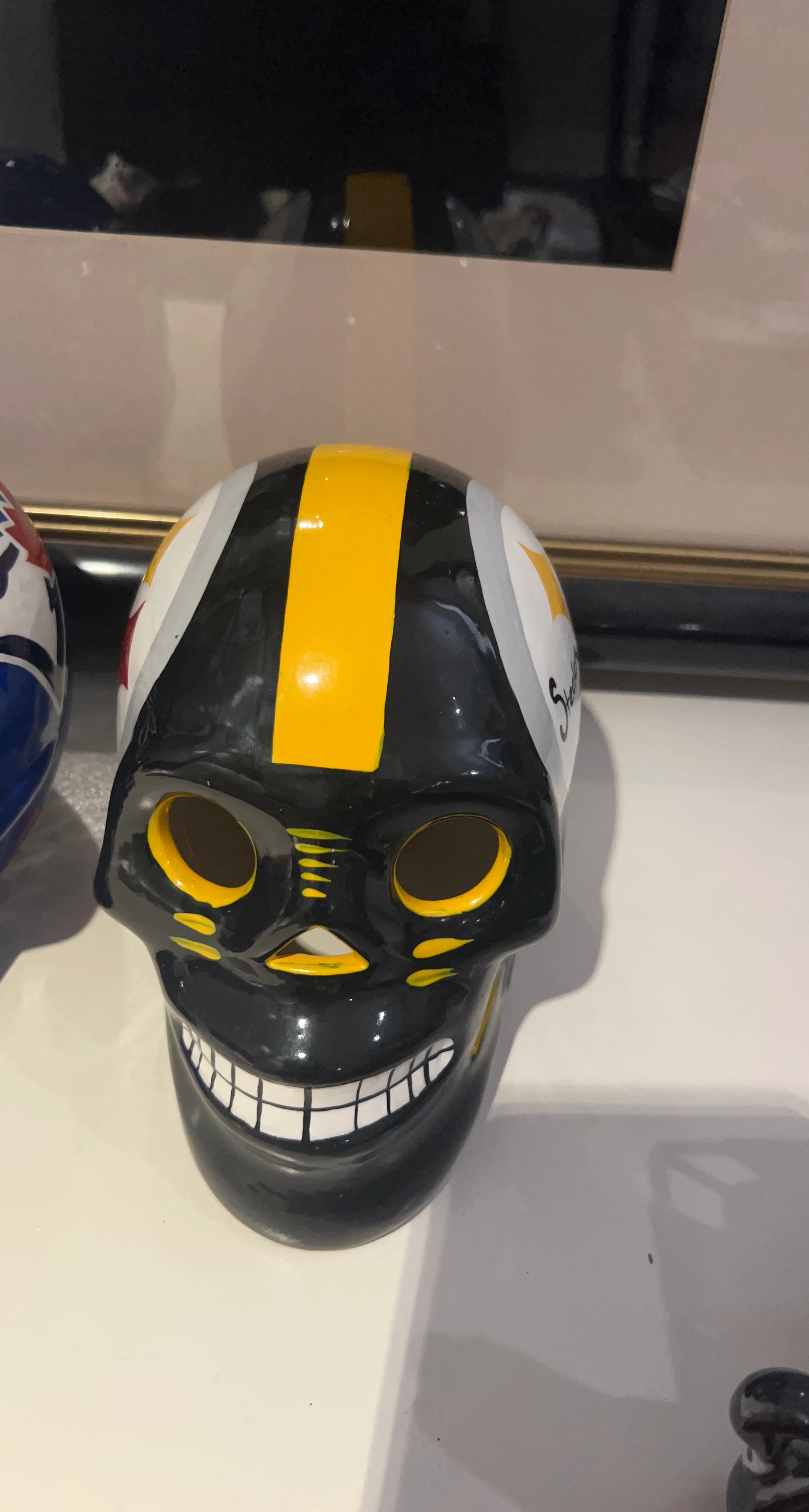 Pittsburgh Steelers Ceramic Skull Figurine