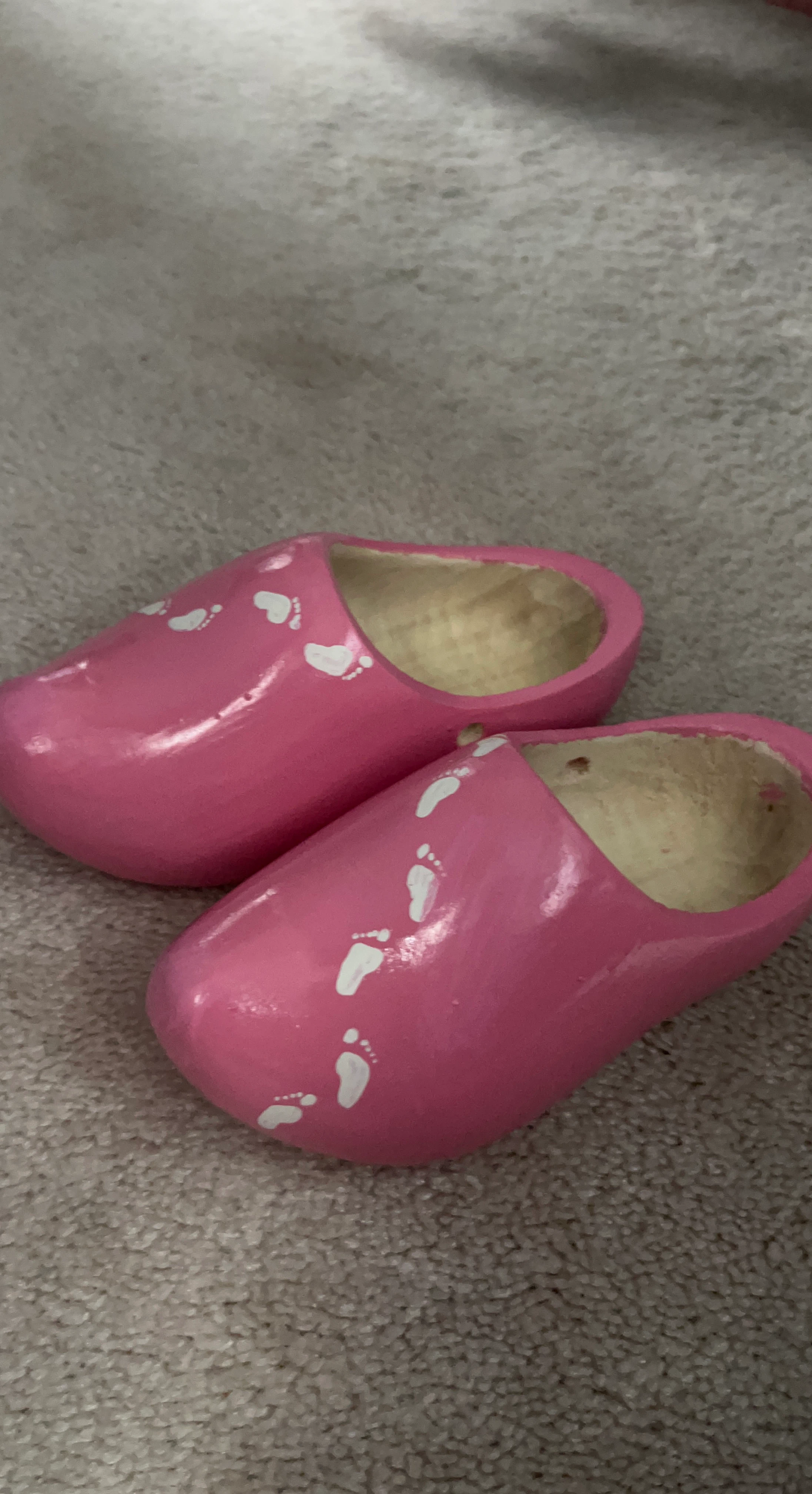 Pink Wooden Clogs with Footprint Design