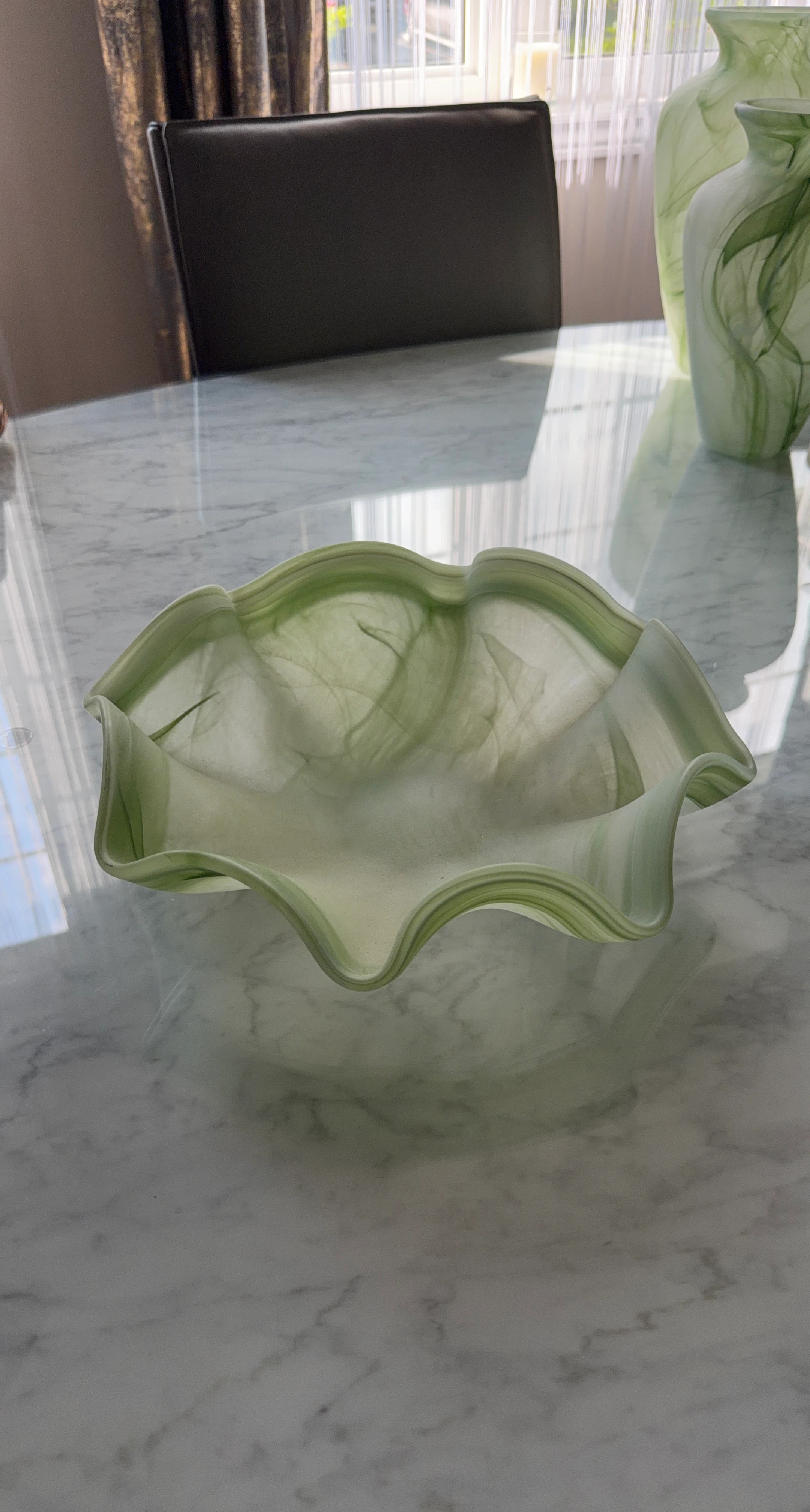 Green Swirl Glass Bowl