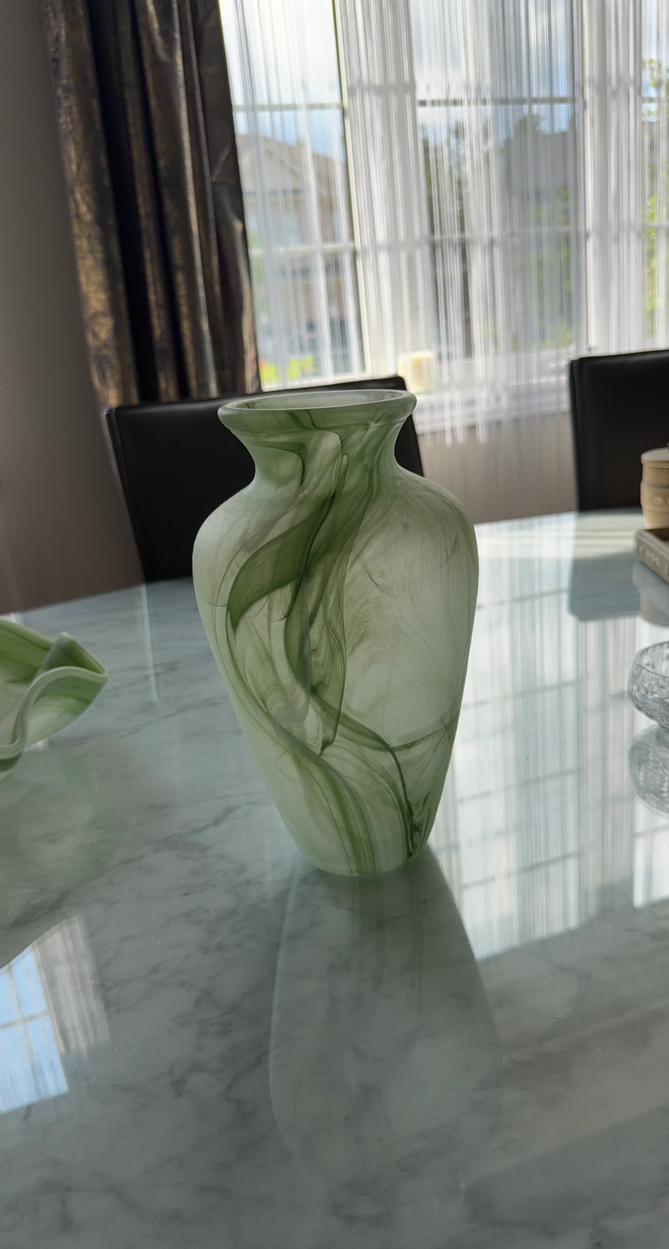 Green Swirl Glass Vase