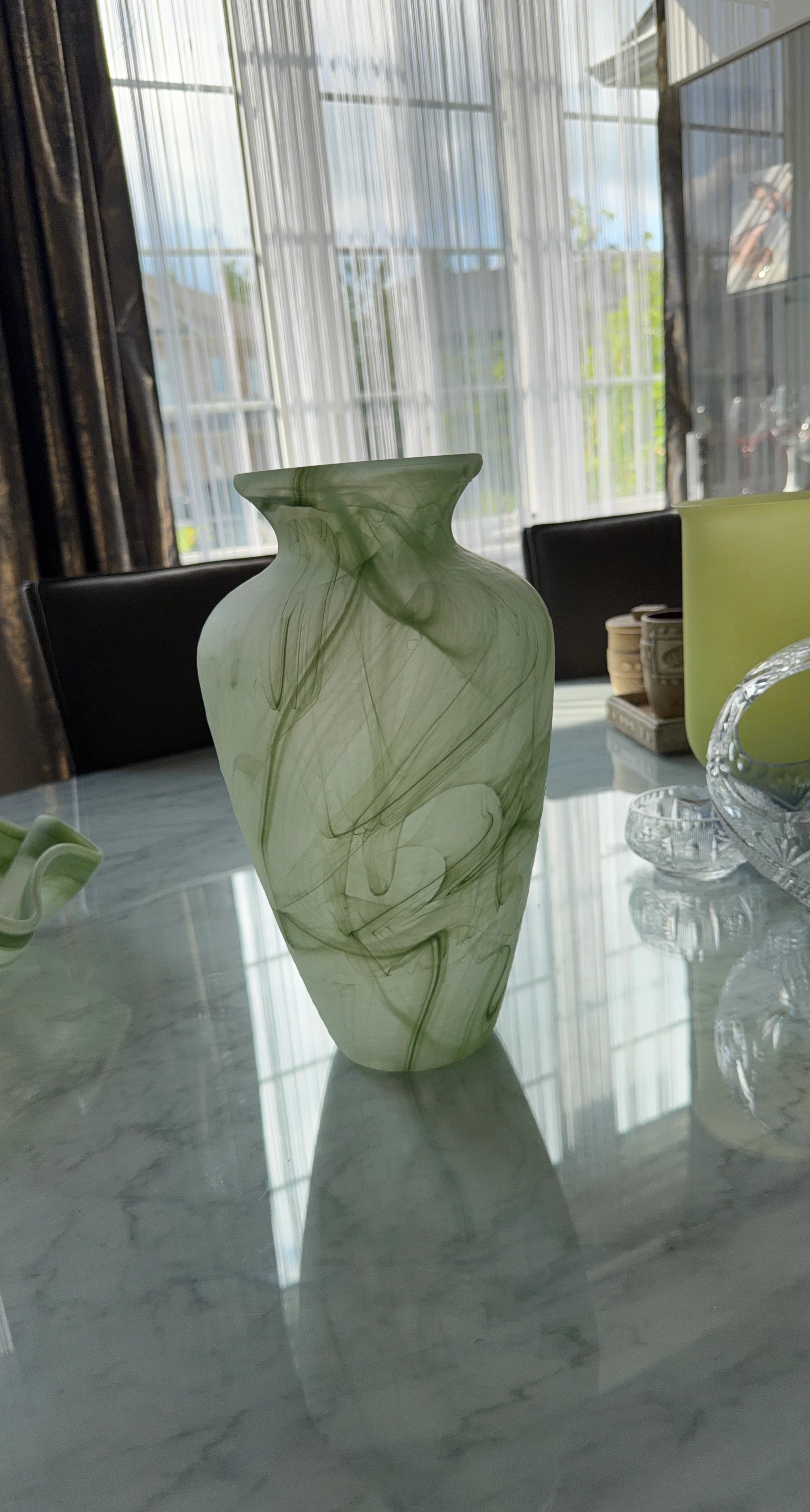 Green Swirl Glass Vase