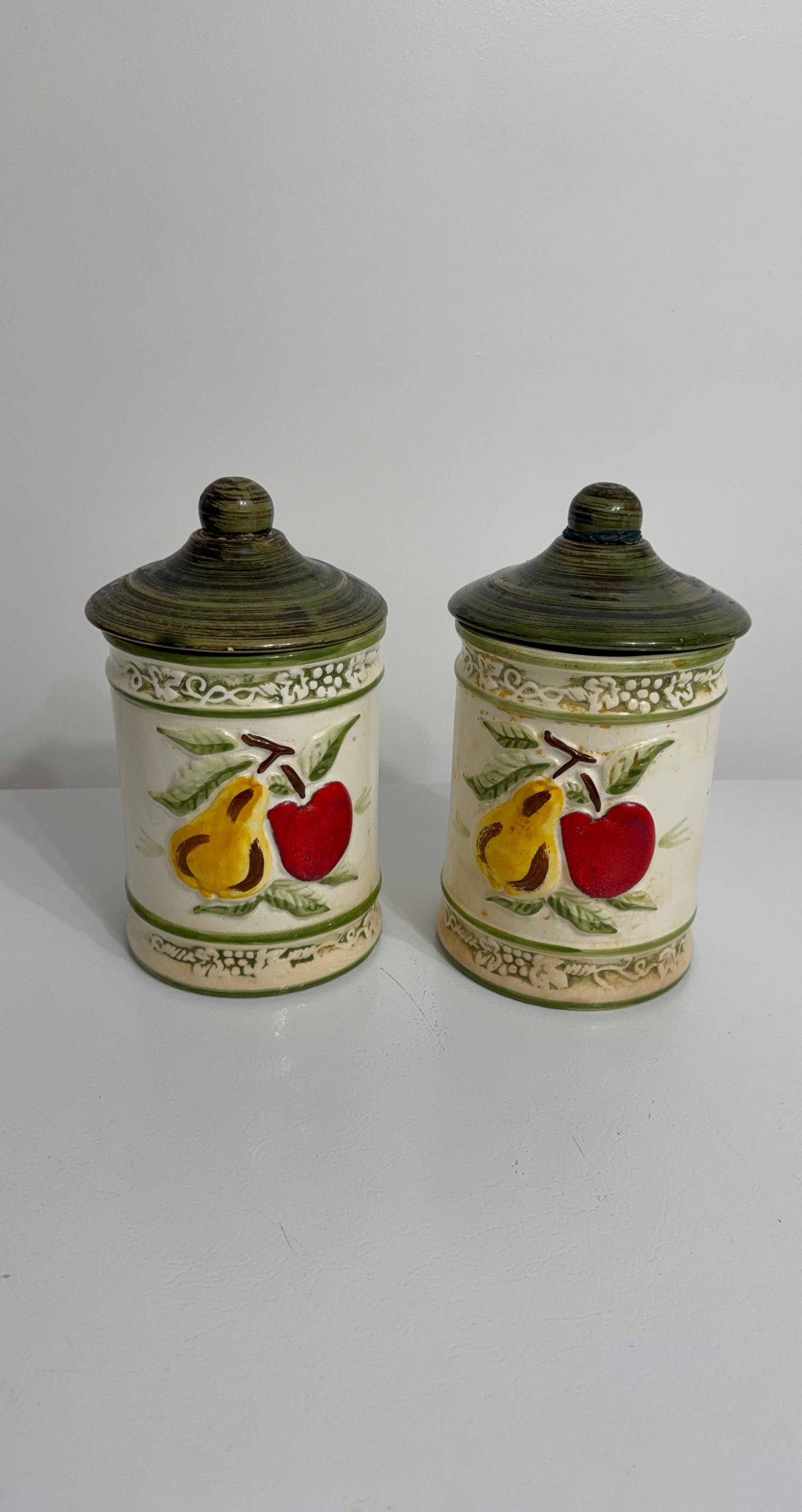 Vintage Ceramic Canister Set with Fruit Design