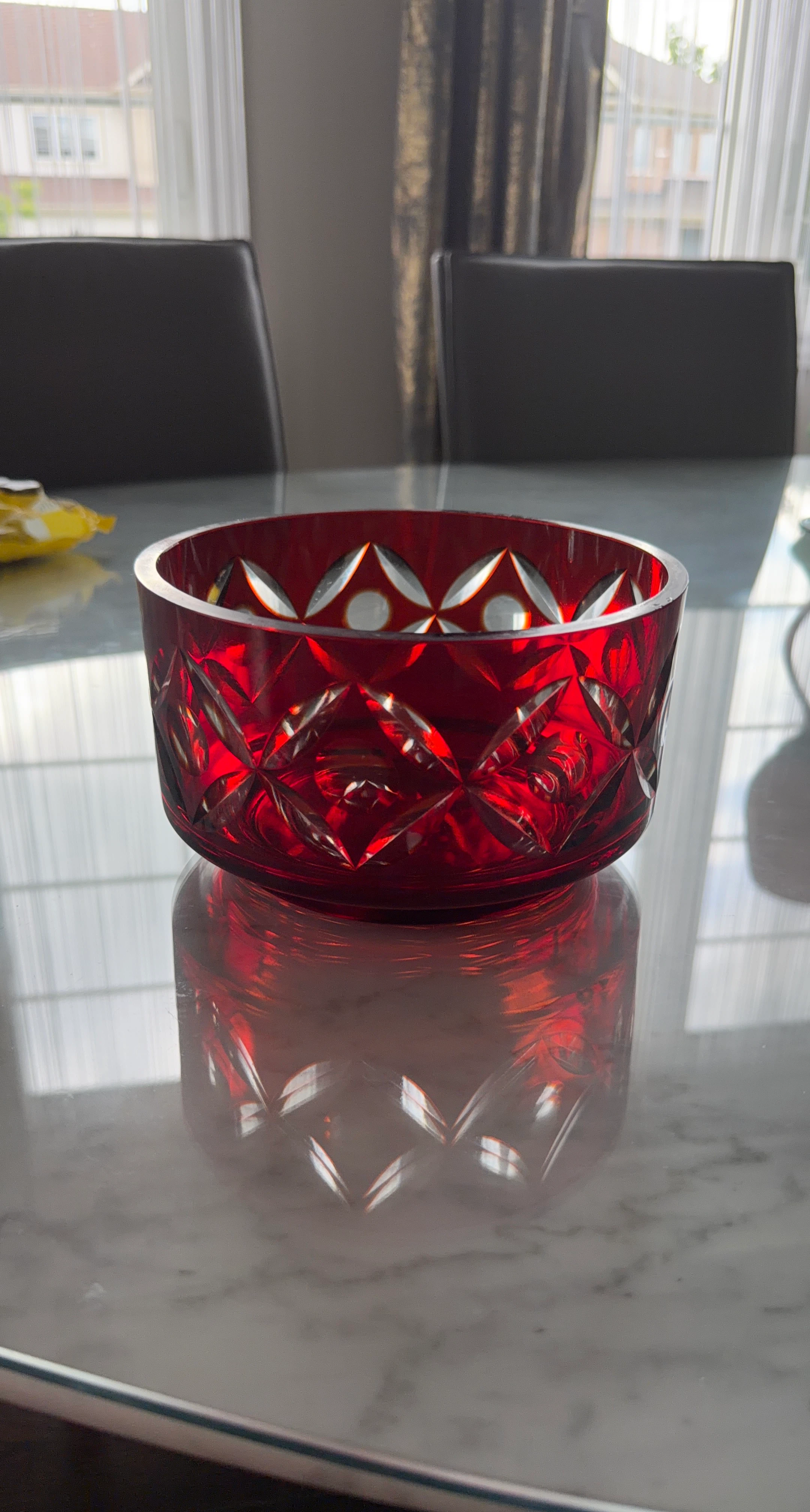 Red Cut Crystal Bowl