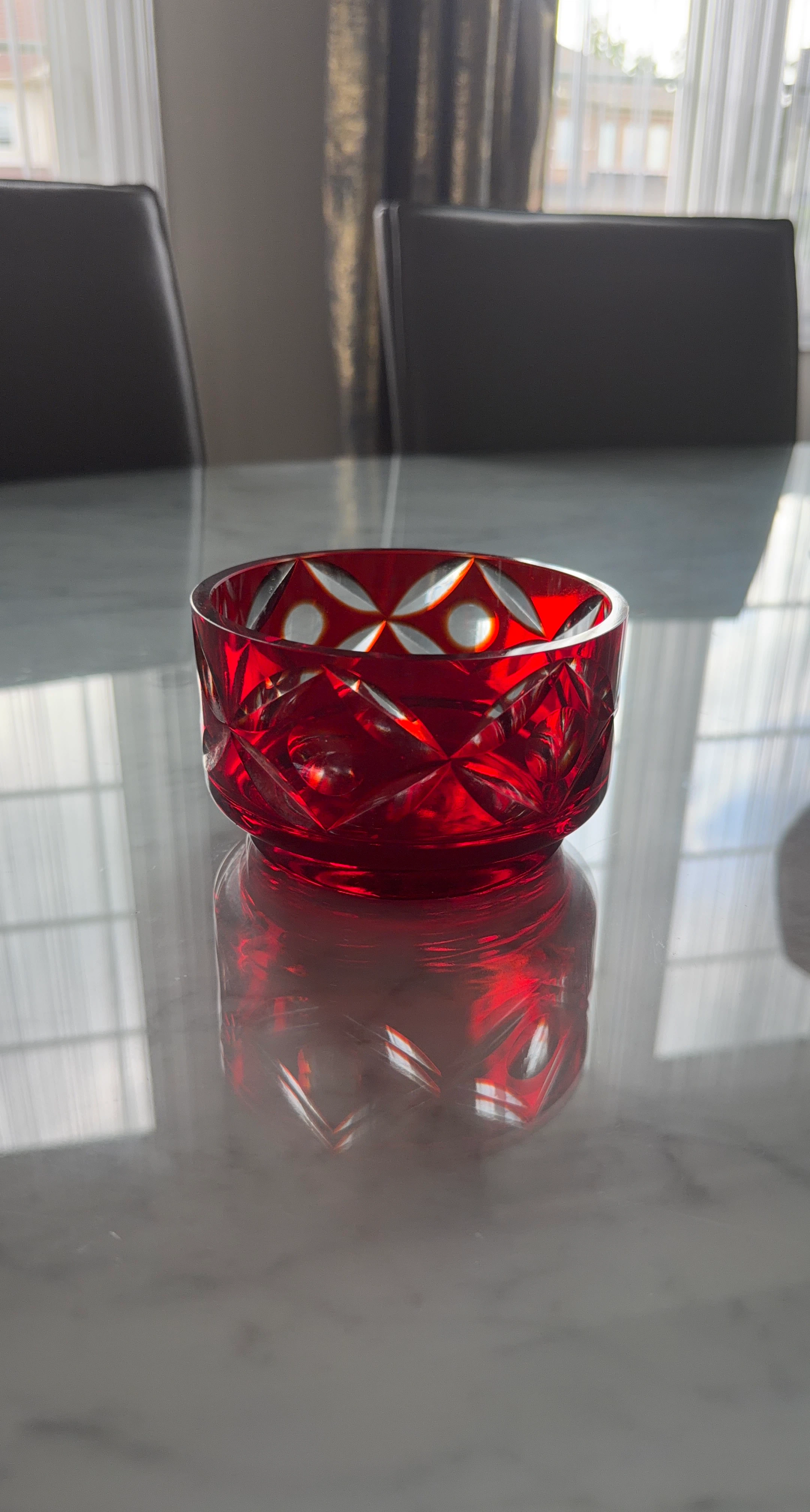 Red Crystal Cut Bowl