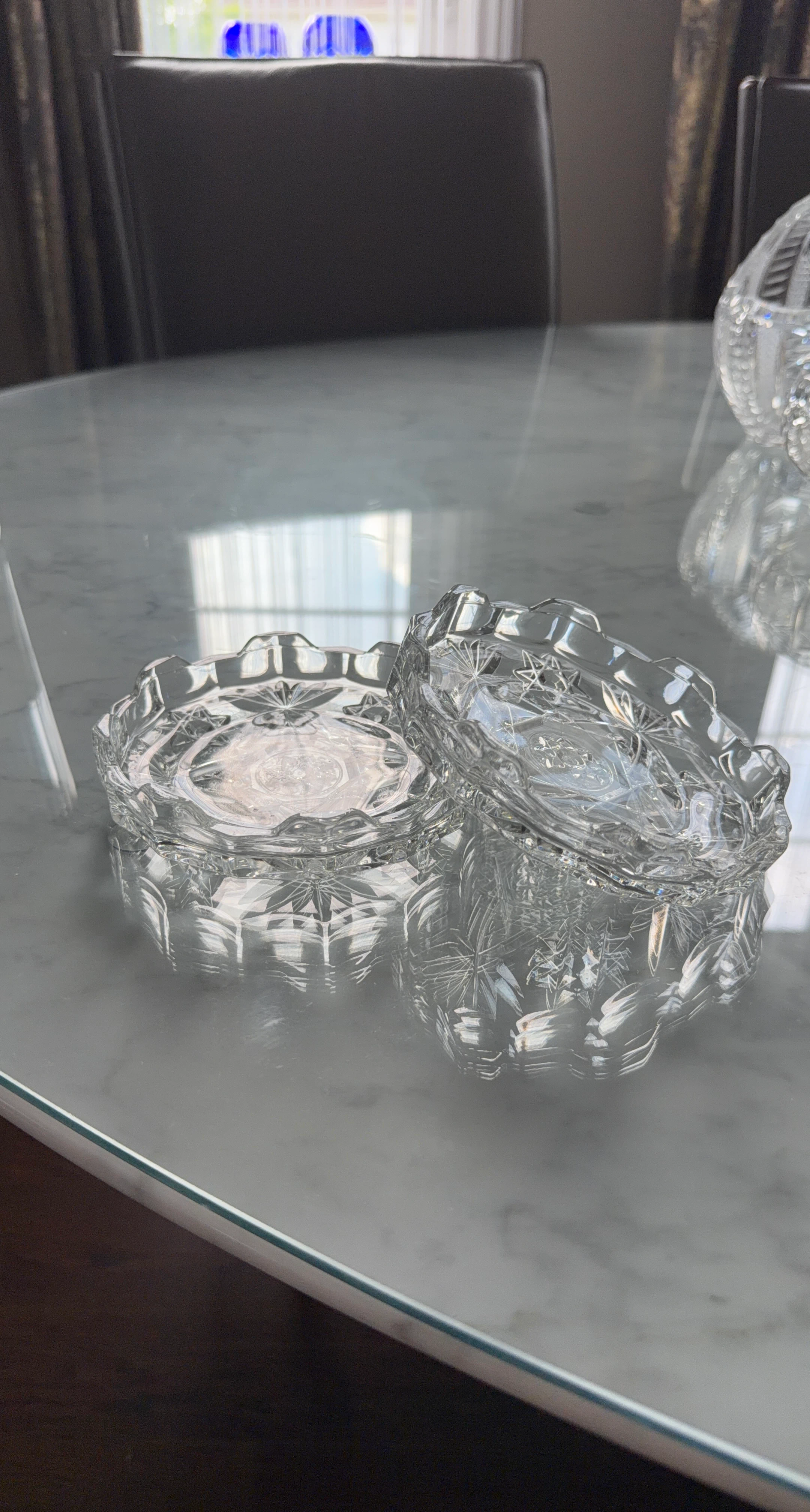 Crystal Glass Trinket Dish Set